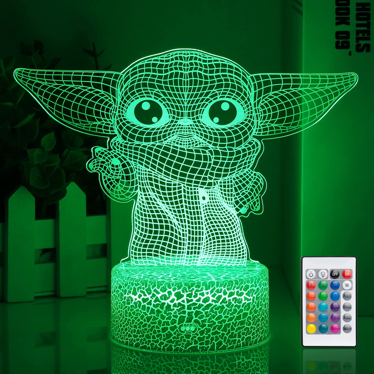 Star Wars 3D Night Light:Baby Yoda LED Lamp with Remote Control and Smart Touch, LED Desk Lamp Yoda Star Wars Lamp for Room Deco