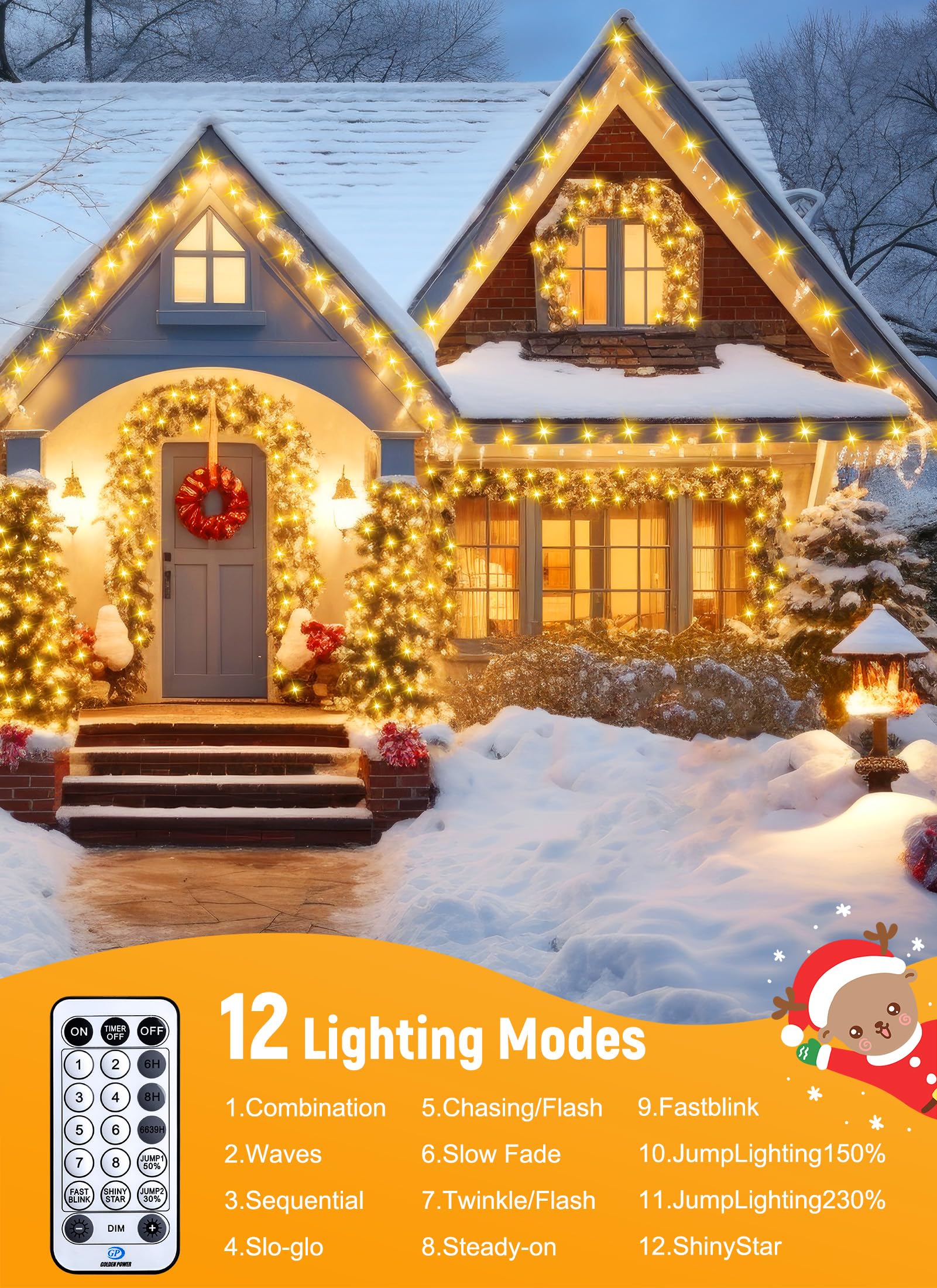 Christmas Tree Lights Outdoor Cluster Lights - 1000 Led 50 Ft Christmas Firecrackers String Lights, 12 Modes Timer Remote Waterproof Plug In Twinkle Fairy Lights For Xmas Tree Garland Window Party