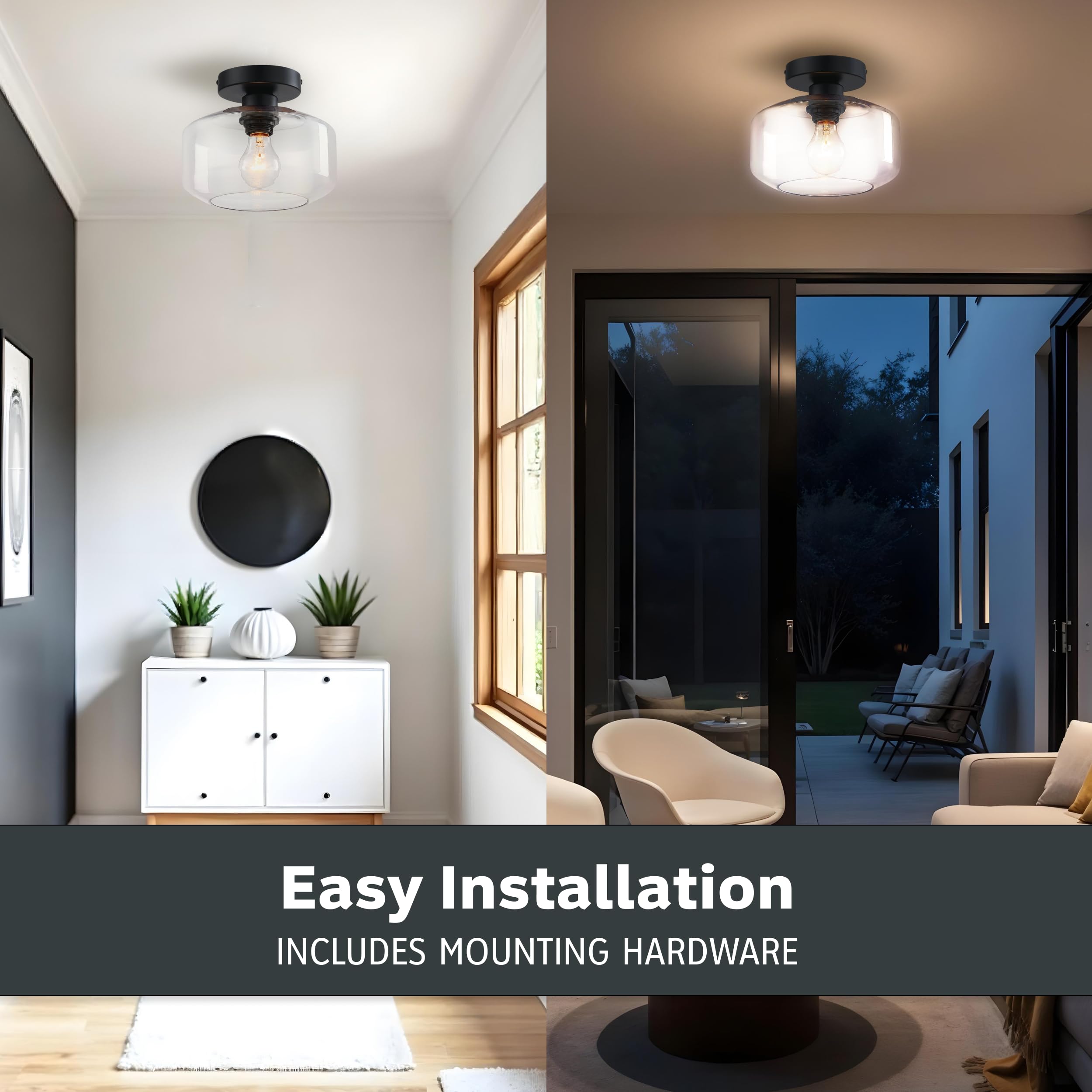 DESIGNERS FOUNTAIN Semi Flush Mount Ceiling Light, 8.75 Inch, Matte Black, Alloy Steel, Model D335M-SF-MB