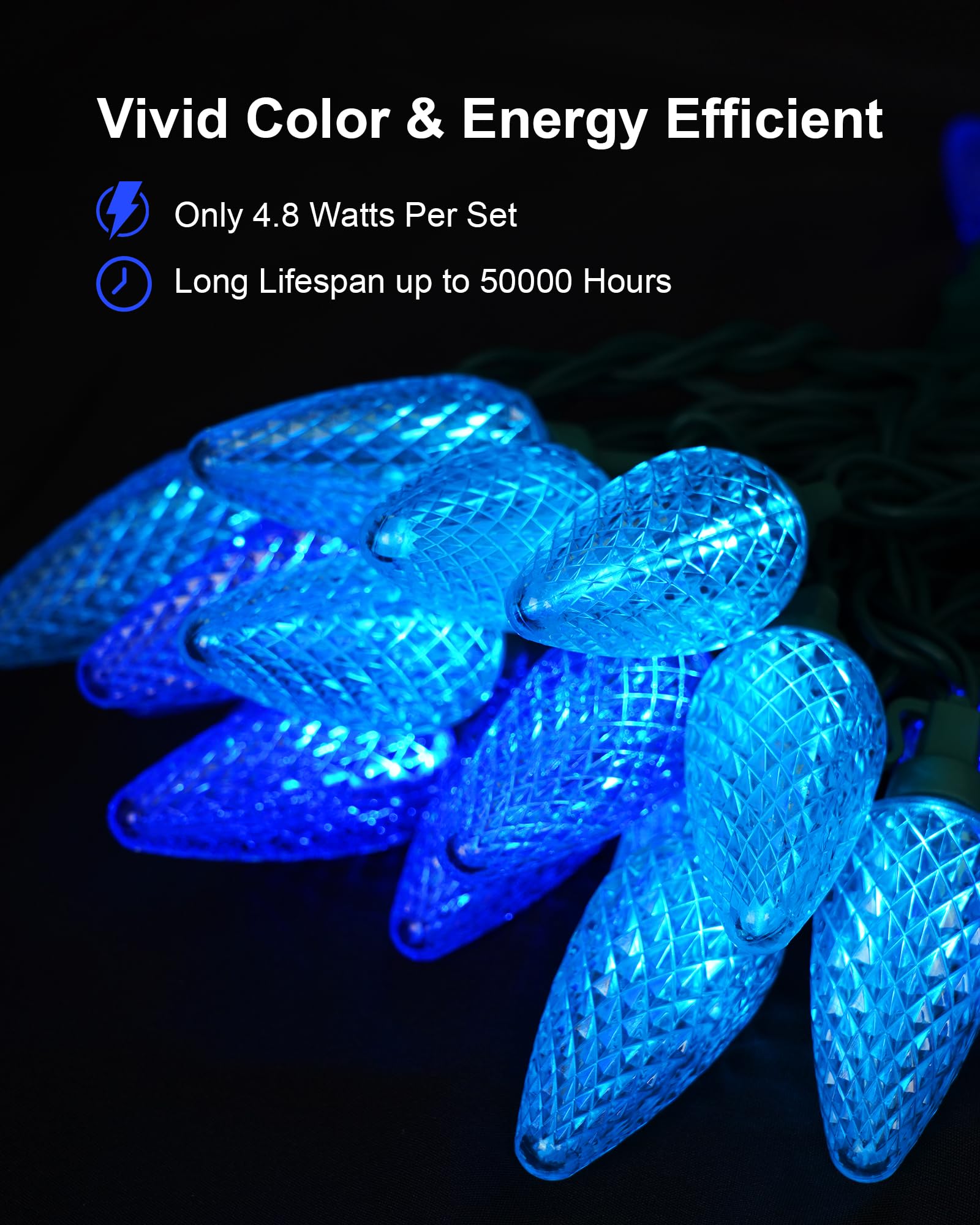 Topkda C9 Led Christmas String Lights, 33.33Ft 50 Led Outdoor Indoor Decorative Light Strand, Xmas Holiday Lights For House, Chr
