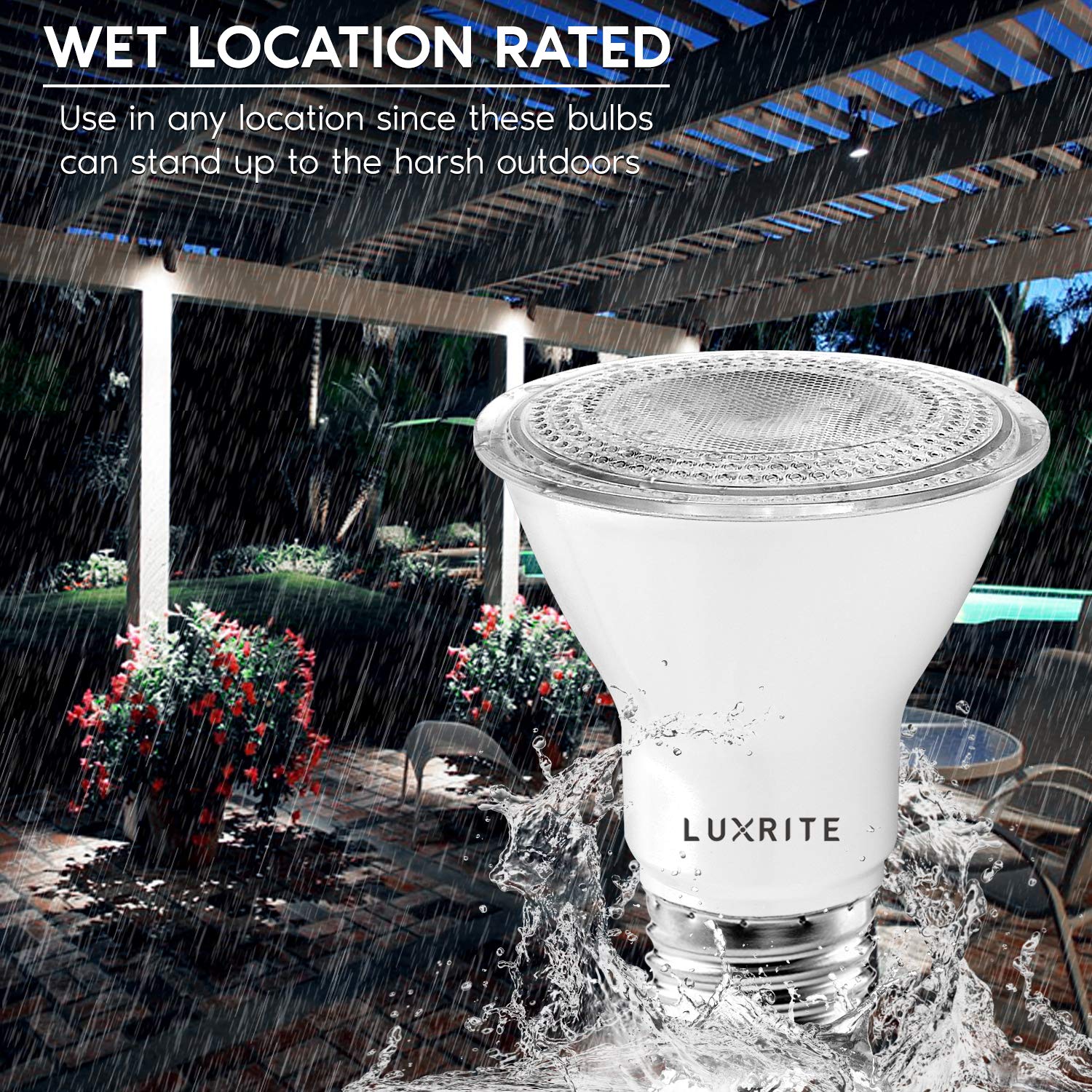 LUXRITE PAR20 LED Bulbs, 50W Equivalent, 4000K Cool White, Dimmable, 7W, 500 Lumens, 6 Pack, E26