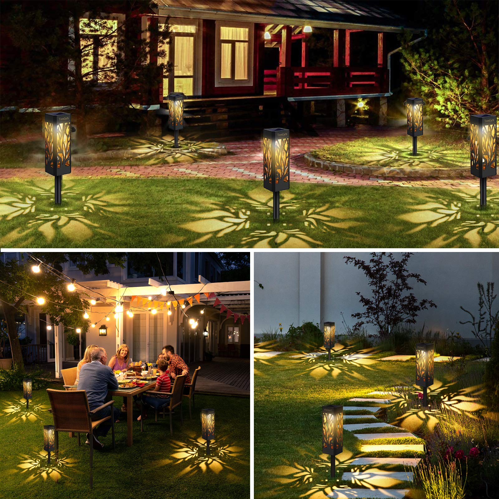 TomCare Solar Lights Outdoor - Upgraded 8 Pack Waterproof LED Garden Lights, White, Model SZ-19004, Bigger Size for Pathway & Walkway
