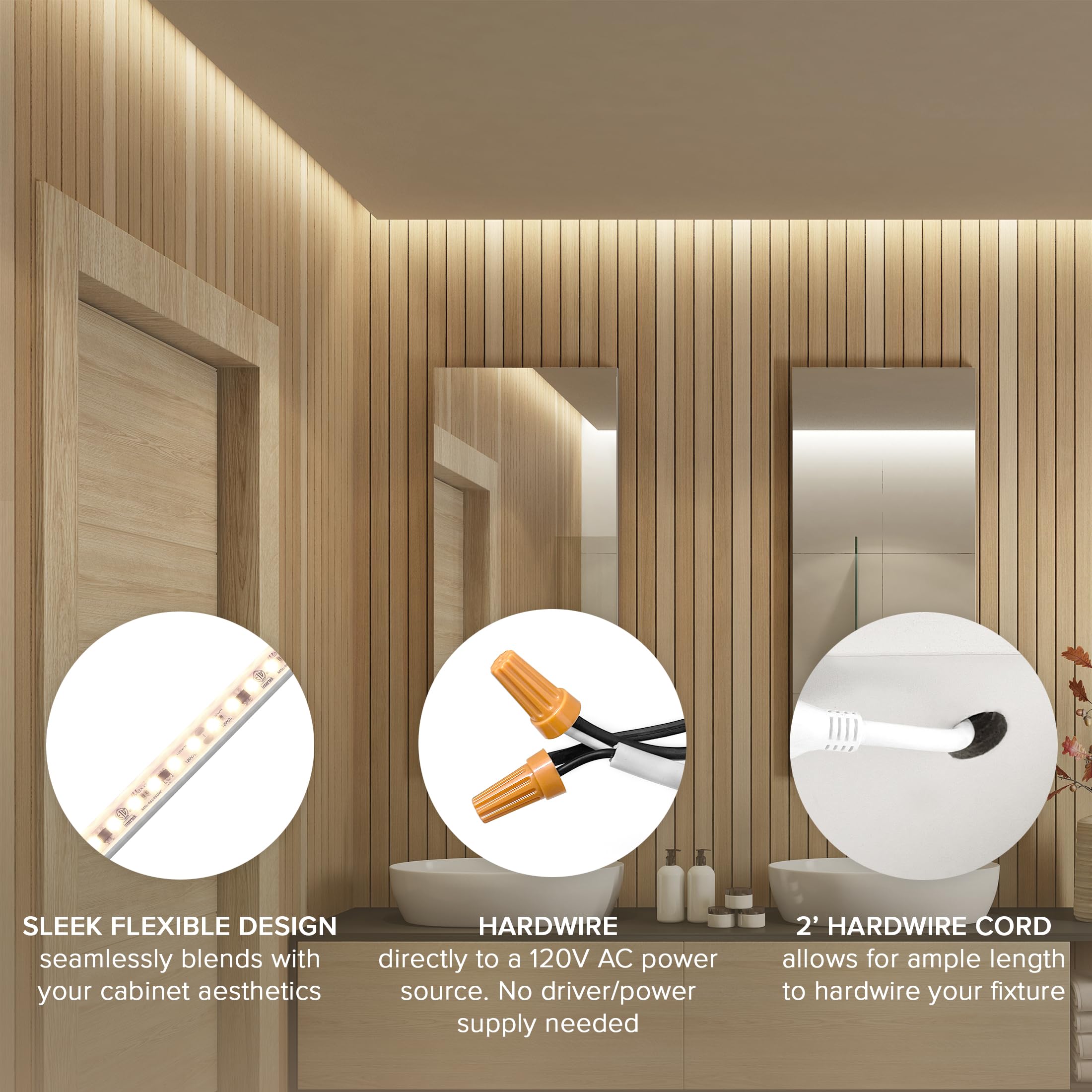 Maxxima LED Under Cabinet Strip Light, 72 in., 2760 Lumens, 3000K Warm White, White PVC, Model MSL-723650W