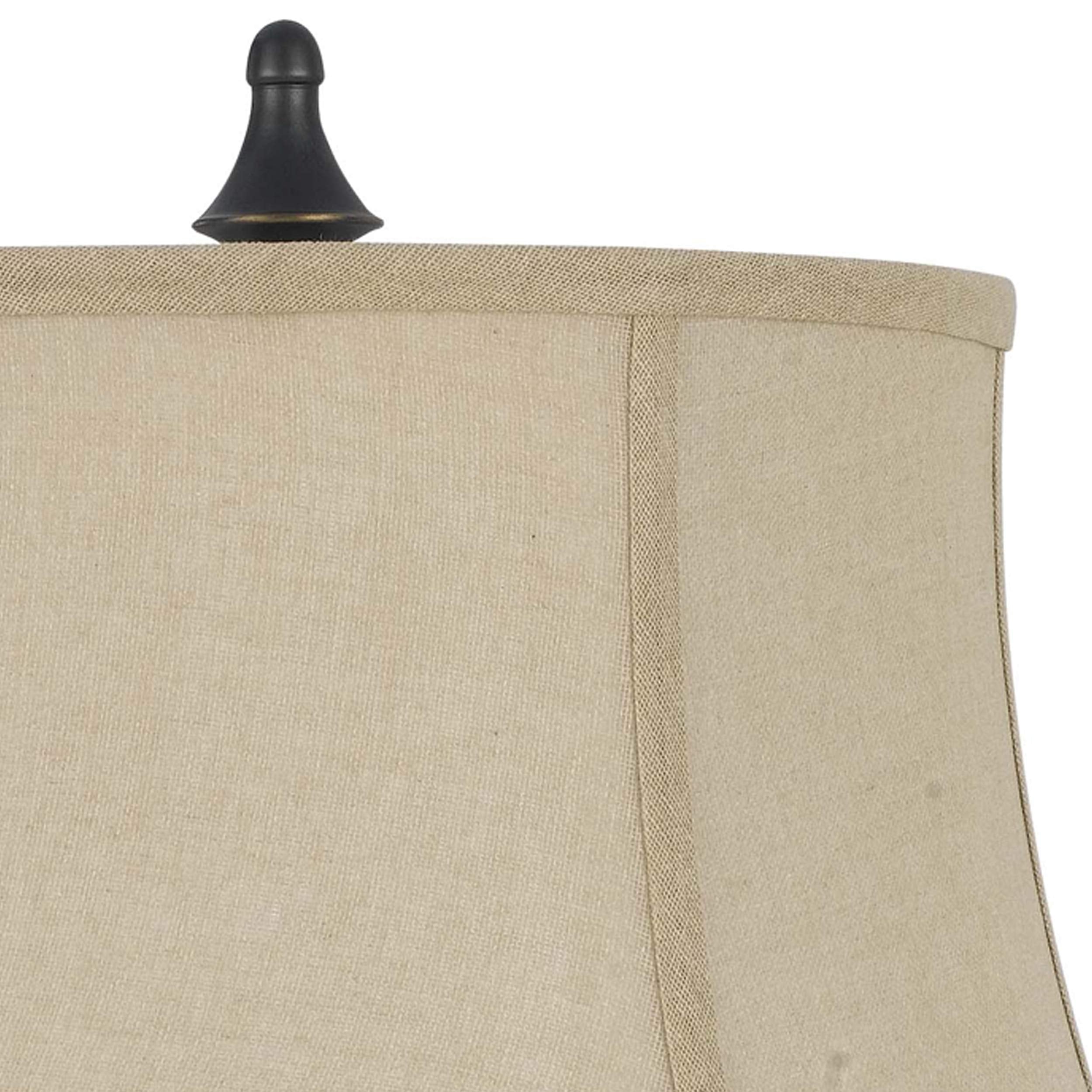 Benjara Metal Body Table Lamp With Fabric Tapered Bell Shade, Beige And Black