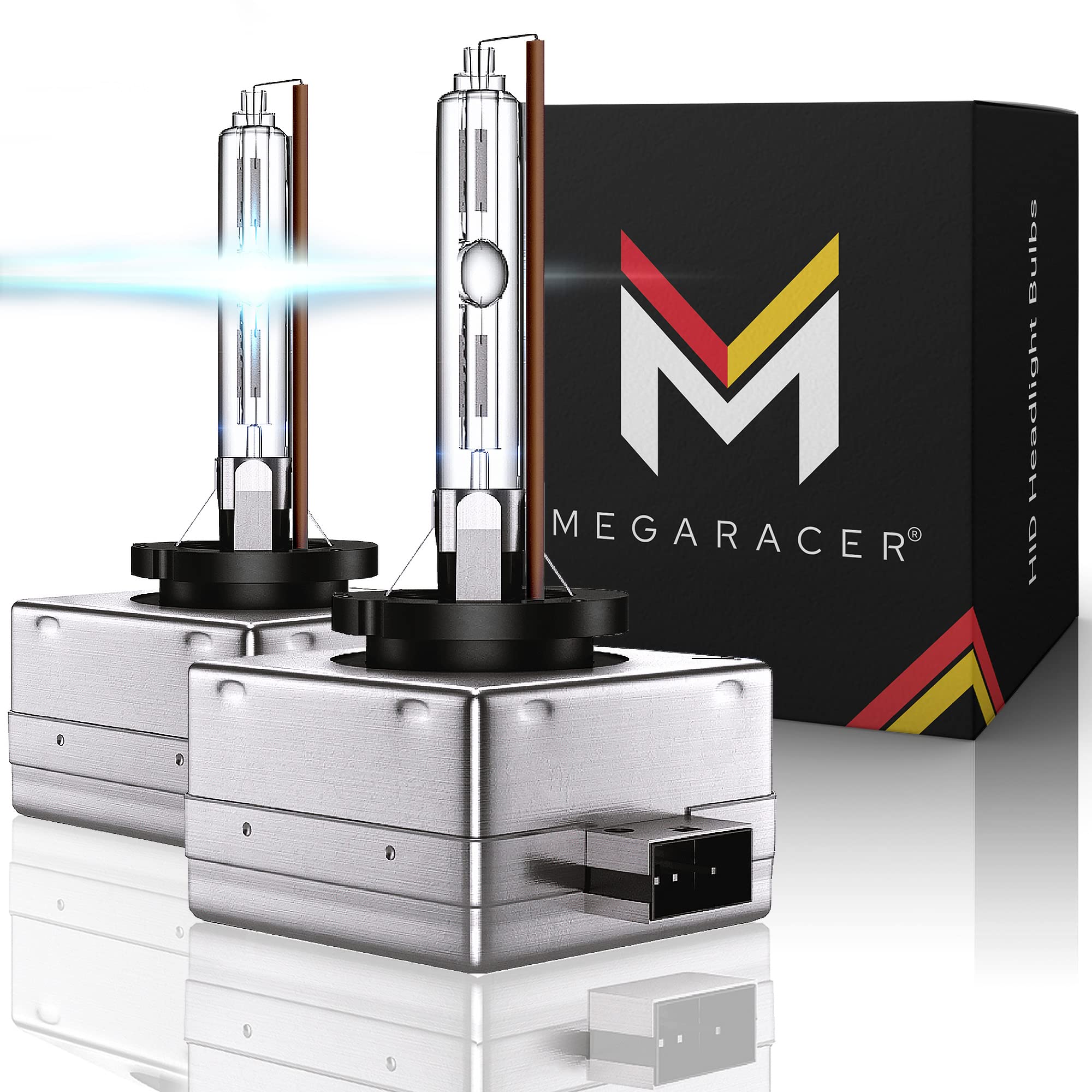 Mega Racer D1R/D1S Hid Headlight Bulb - 8000K Ice Blue 35W Xenon Light Metal Stents Ip68 Waterproof, Pack Of 2