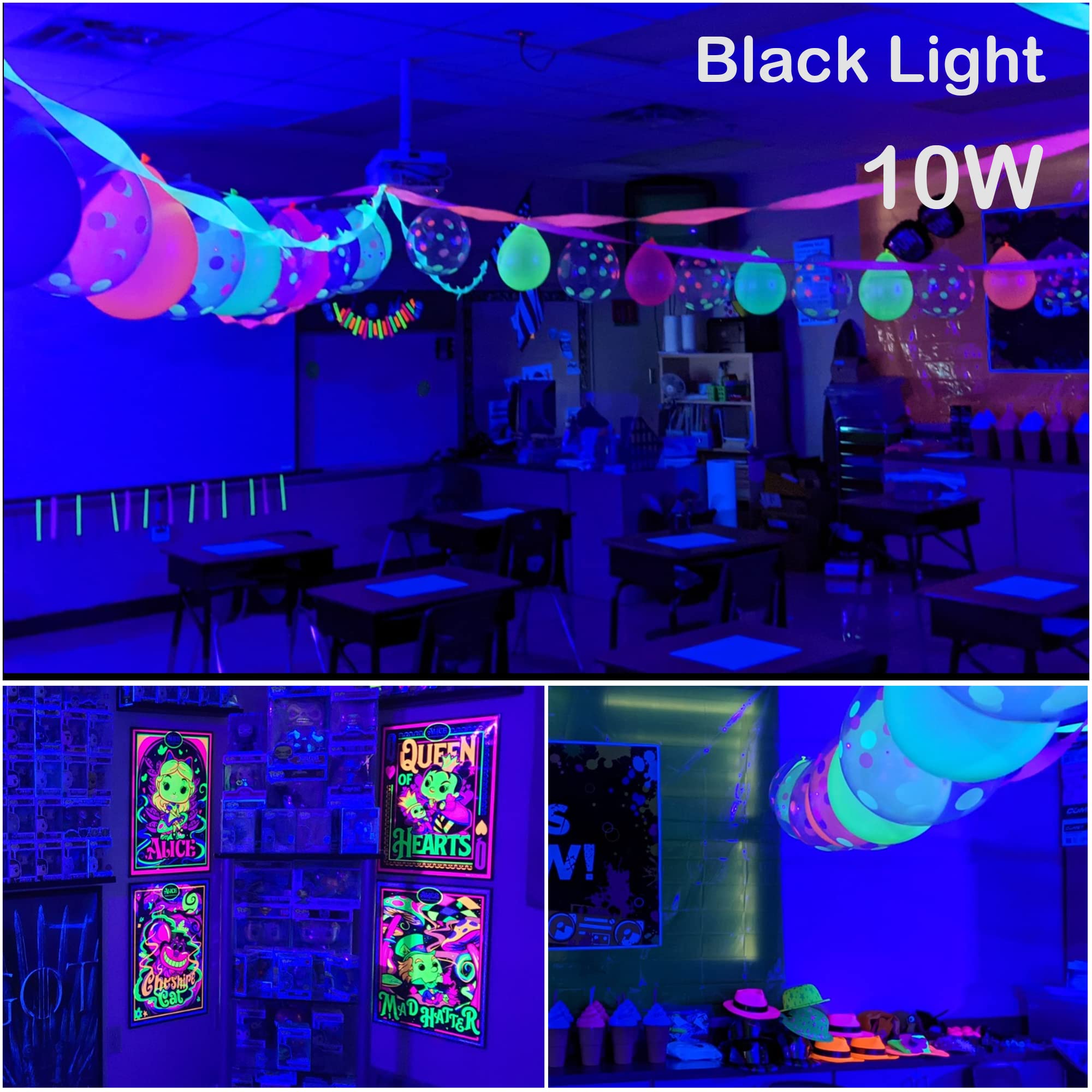 U4GLORY 10W UV LED Black Light Bar, 5ft USB Cable, 1ft Blacklight for Body Painting & Glow Parties, Purple, 2 Pack