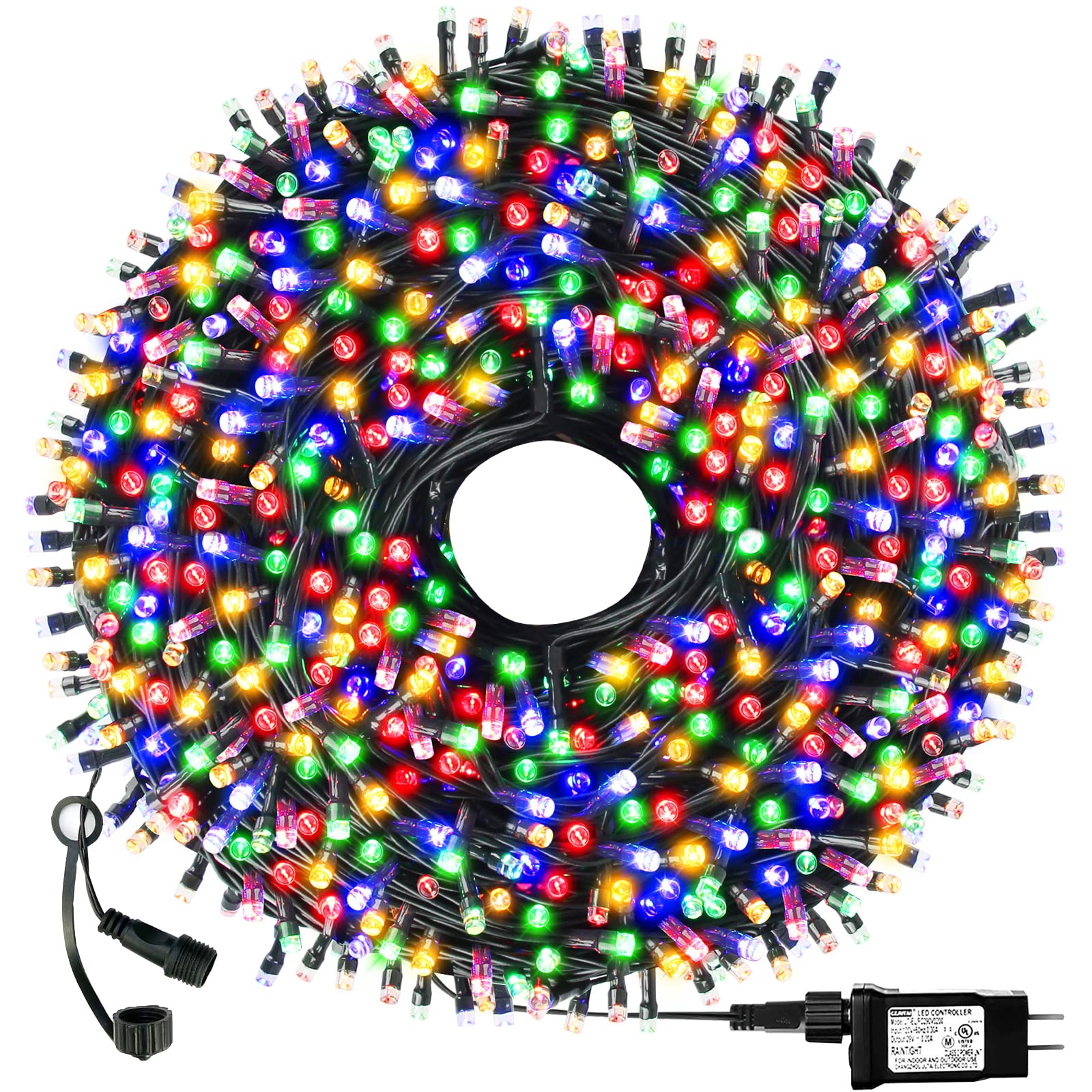 Outylts 108Ft Christmas String Lights, 300 Led, 8 Modes, Outdoor Waterproof, Multicolor