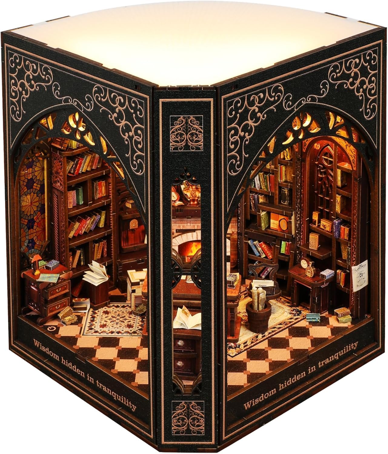 NookMaster Book Nook Kit, Type-C Charging, Classical Library Model, Green, 6x6x8.3 inches