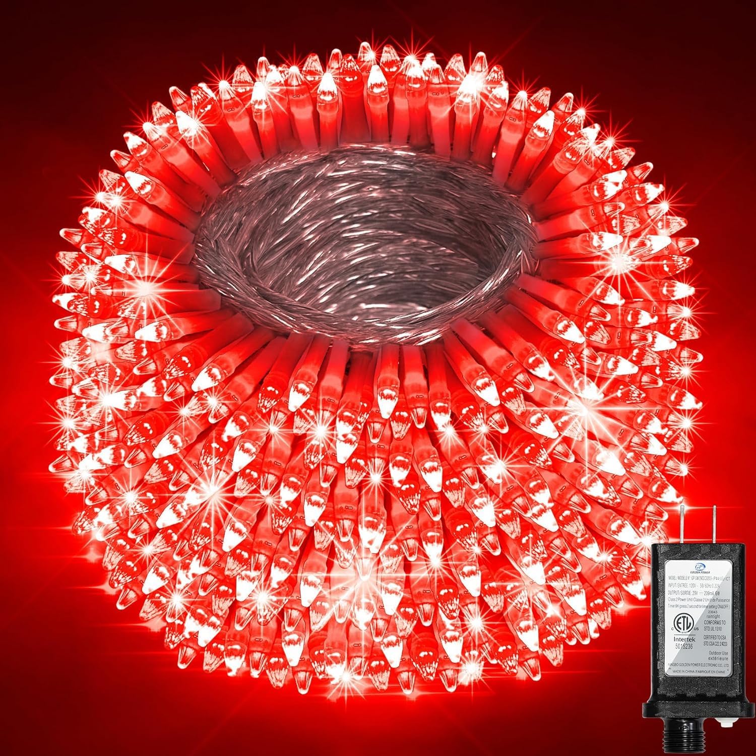 340 Led 90Ft Christmas String Lights Outdoor  12 Pro Modes And Timer Memory & Brightness  Plug In Outdoor Waterproof Clear Wire Twinkle Light For For Xmas Yard Tree Wedding Party Decor (Red)