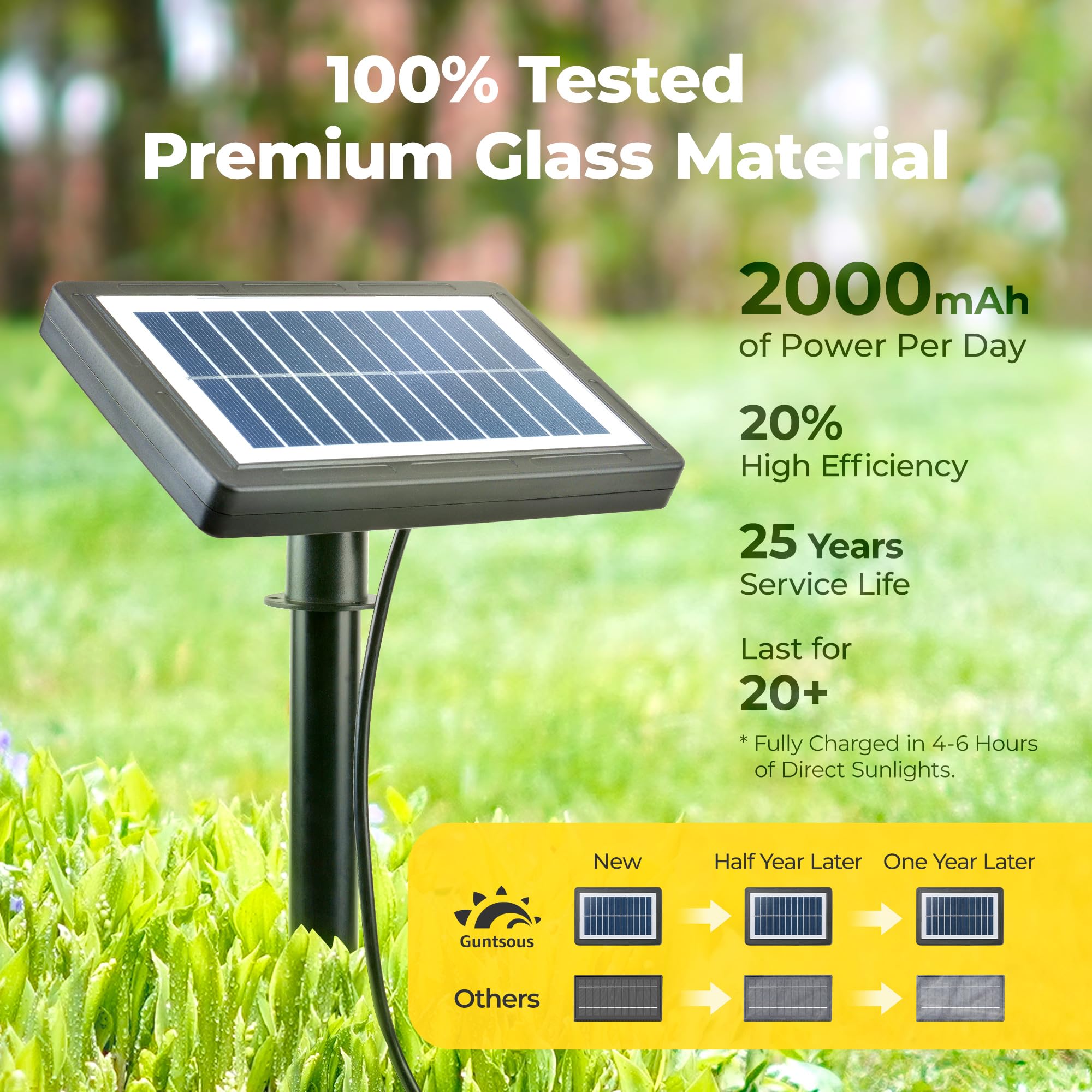 Guntsous Solar String Lights Outdoor: 100Ft Solar Powered Outside Ip65 Waterproof Hanging Warm White Led St38 50 Bulbs For Patio