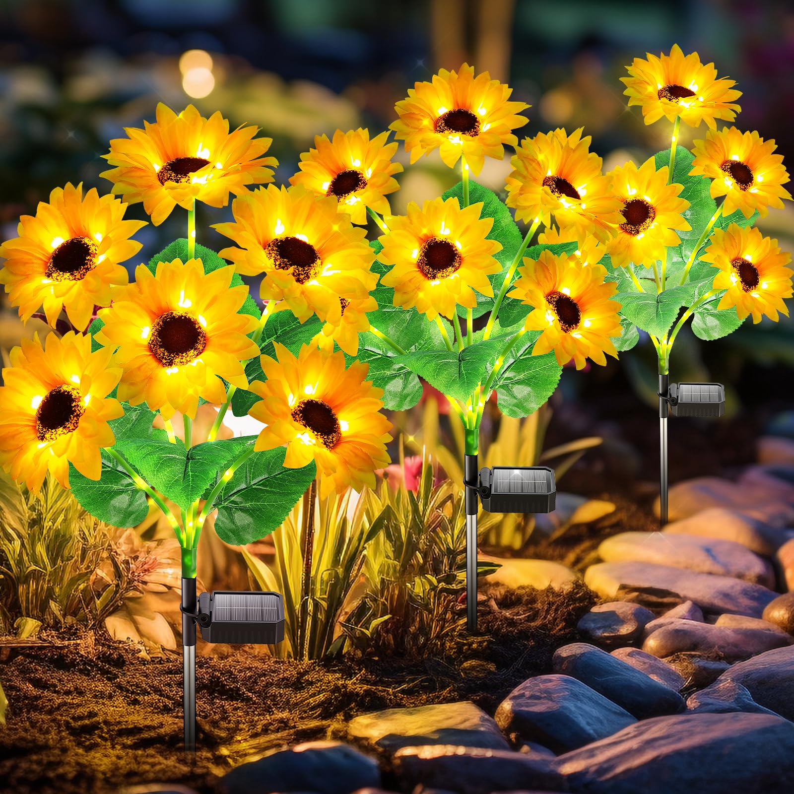 Solar Lights Outdoor Garden Decor  Upgraded 6 Pack With 36 Sunflowers  Auto On/Off Solar Flowers  Waterproof Garden Lights For Yard Patio  Gift For Mother