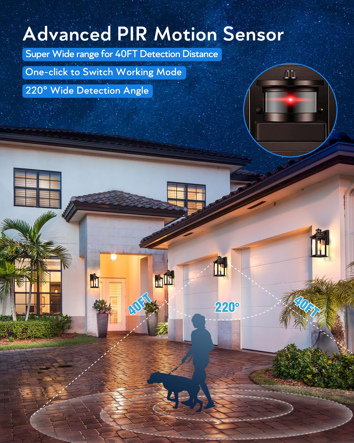 Vianis Exterior Lights For House With Motion Sensor, Brown Dusk To Dawn Outside Lights For House Lantern, Oil Rubbed Bronze Exte