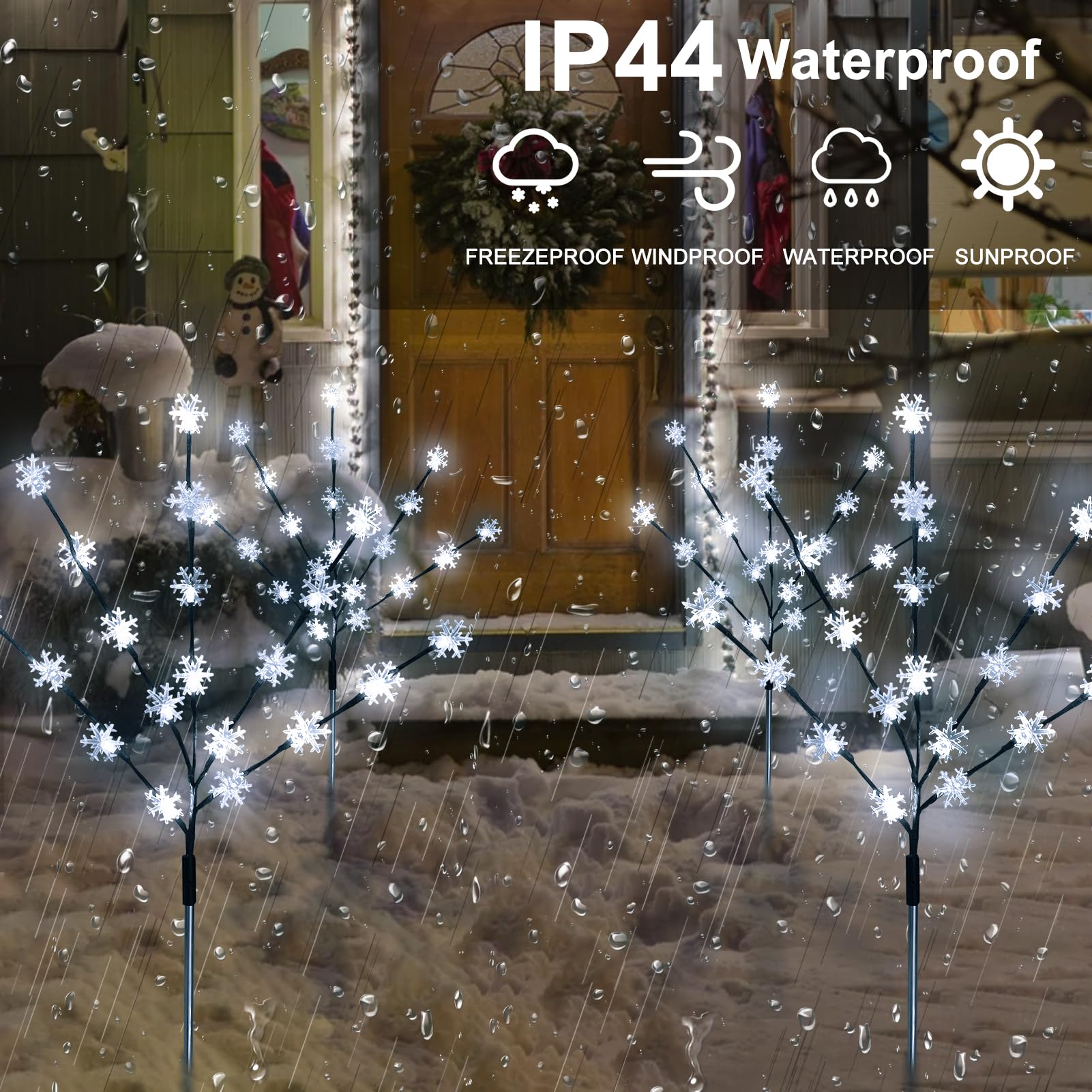 Tailerri Solar Christmas Pathway Lights For Outside  4 Pack Artificial Tree Snowflake Stake Lights  Waterproof Christmas Decorations For Yard Garden Patio Party Winter Decor (Multi-Colored)
