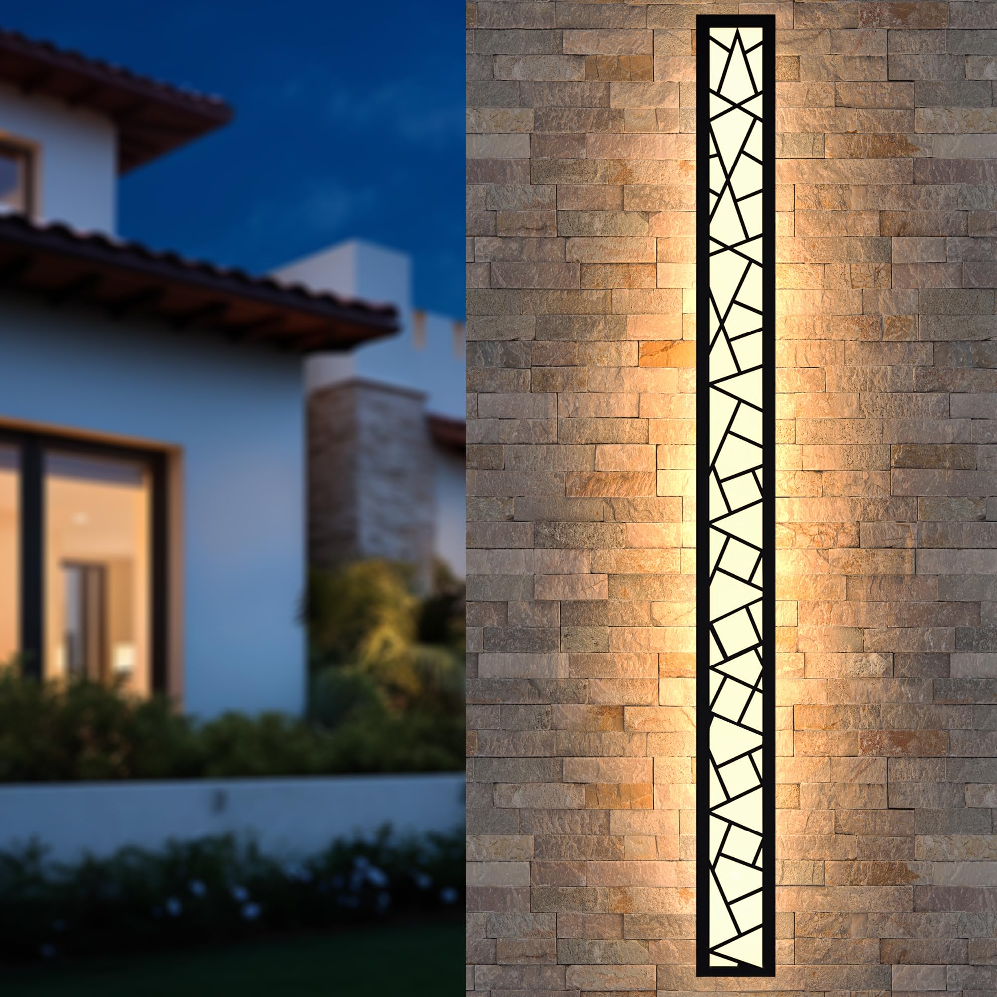 Truwella Outdoor Wall Lights 59.1Inch Modern Outdoor Wall Sconce Led Long Wall Sconces Black Front Porch Light Waterproof Led Wall Light Ip67 3000K Exterior Lighting Fixtures