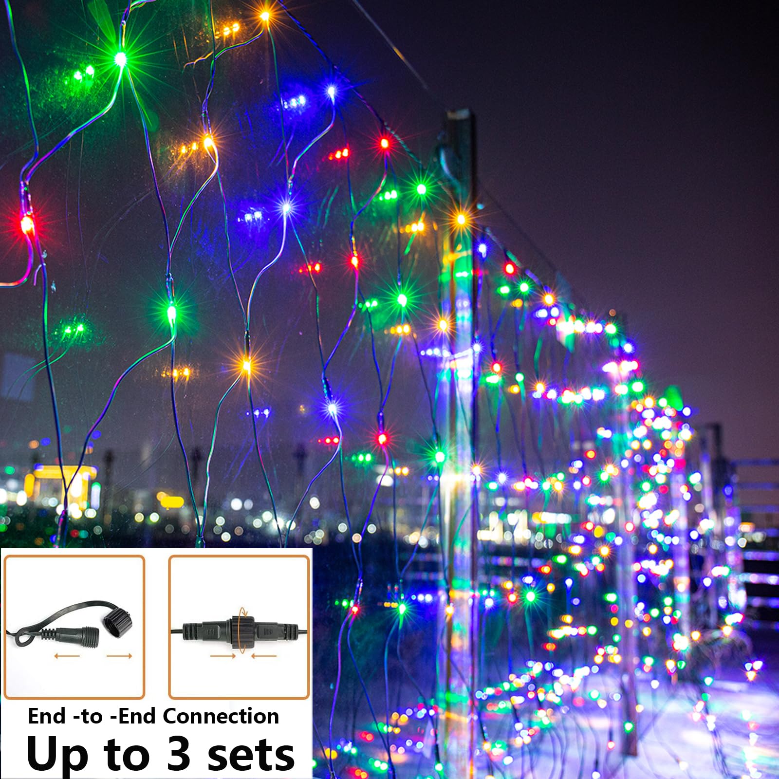 Joomer Christmas Net Lights - 2Pack12Ft X 5Ft 360 Led Plug-In Mesh Lights, Waterproof With 8 Modes, Timer, Connectable For Bushe
