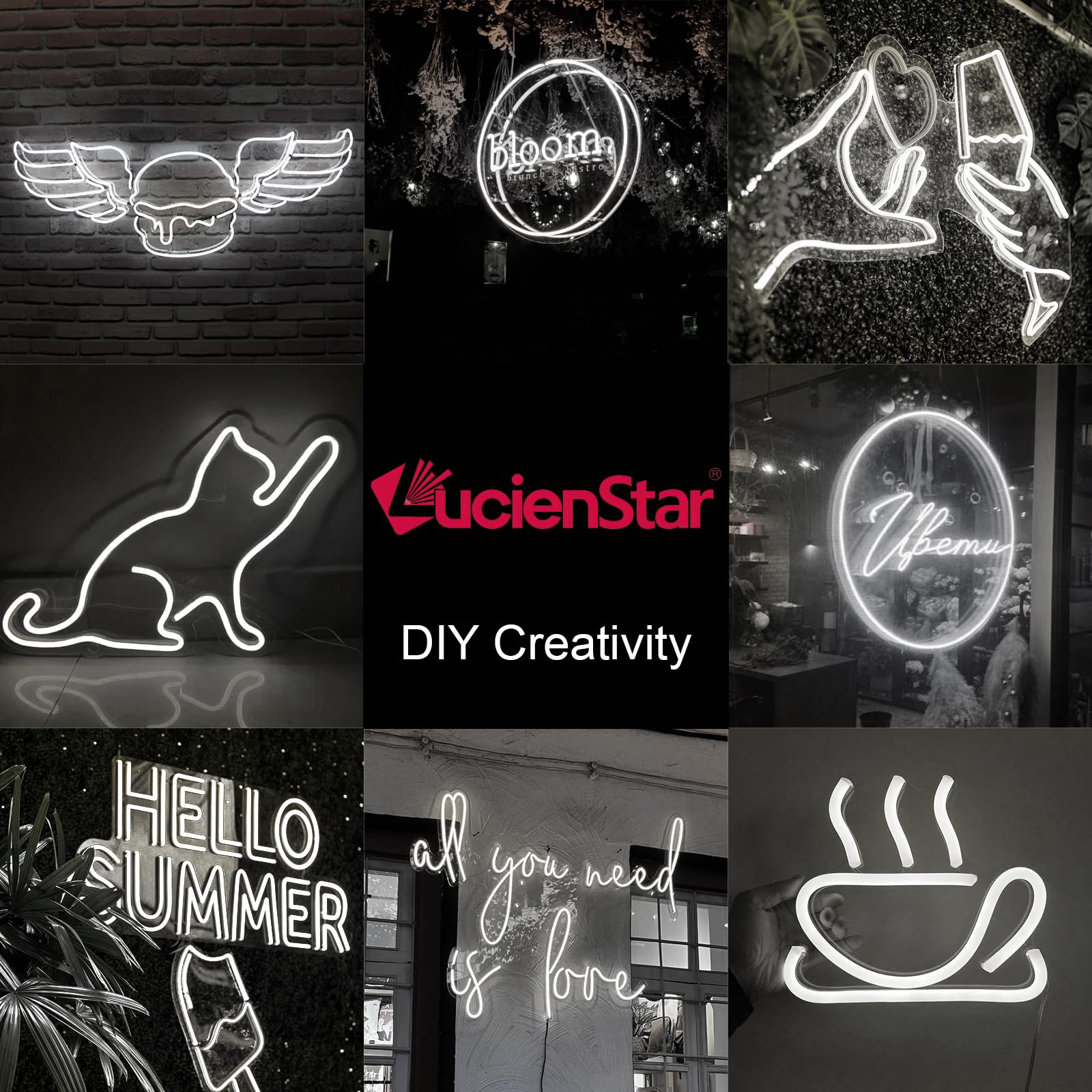 Lucienstar Neon LED Strip Lights 16.4ft IP65 Waterproof Dimmable Cool White Model LC-612