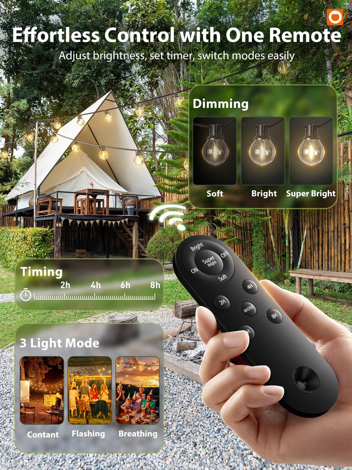 addlon Solar String Lights 150FT Waterproof Black Remote Dimmable 80 LED Commercial Grade Model SE177538X2