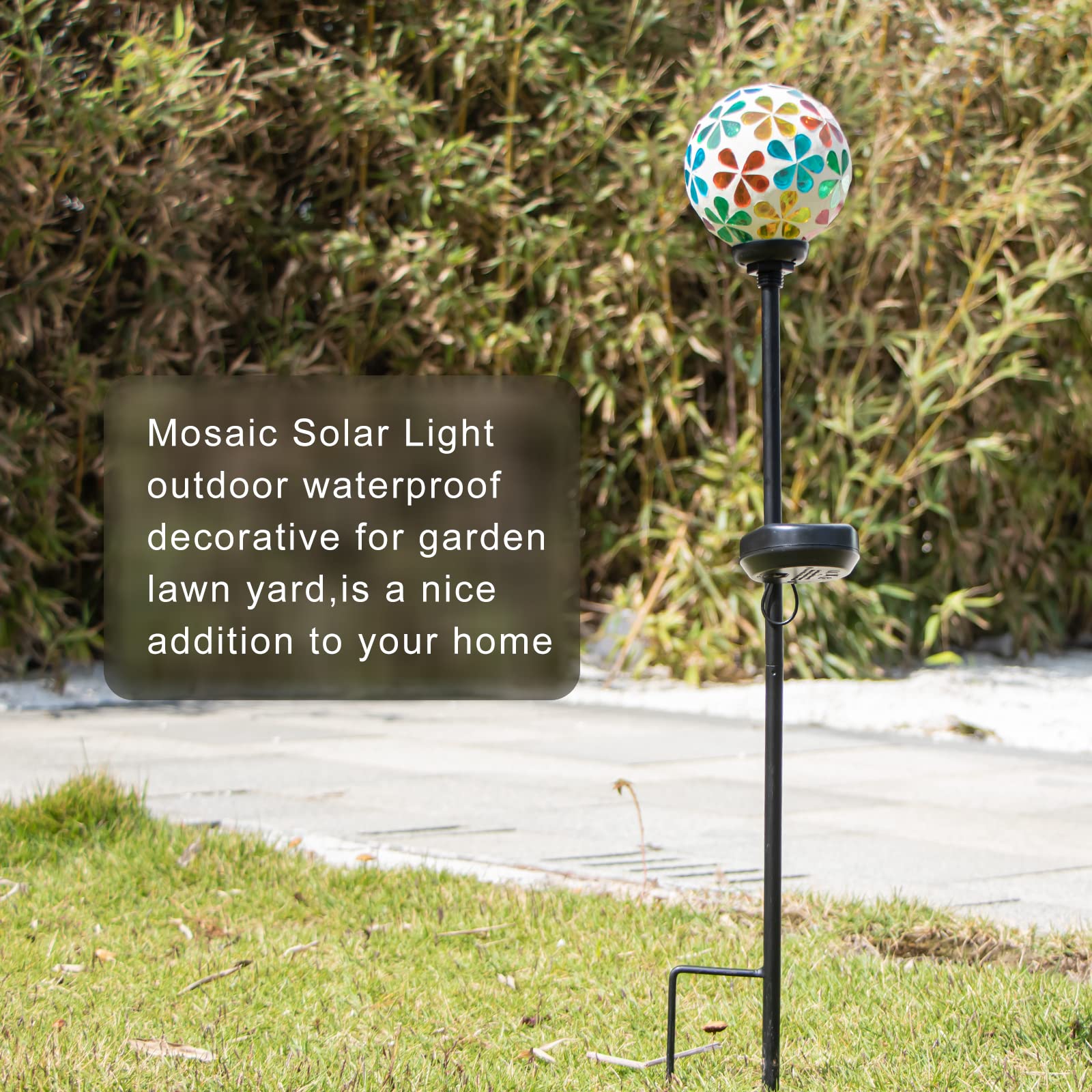 Vcuteka Mosaic Solar Garden Lights - Waterproof Led Pathway Decor For Lawn & Patio (Multicolor)
