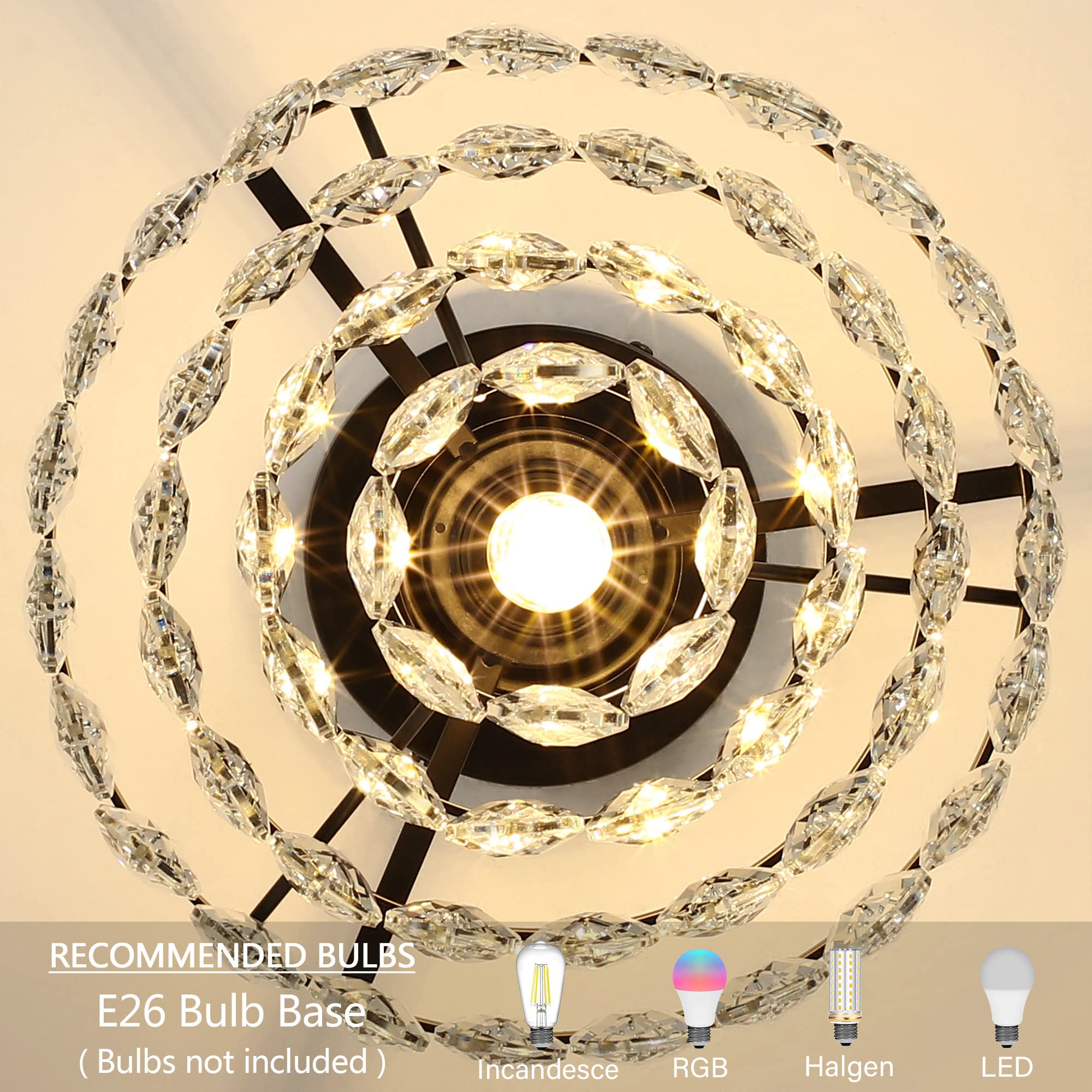 Luupyia Mini Crystal Chandelier Ceiling Light Small, Modern Crystal Ceiling Light For Hallway Overhead Fixtures Semi Flush Mount