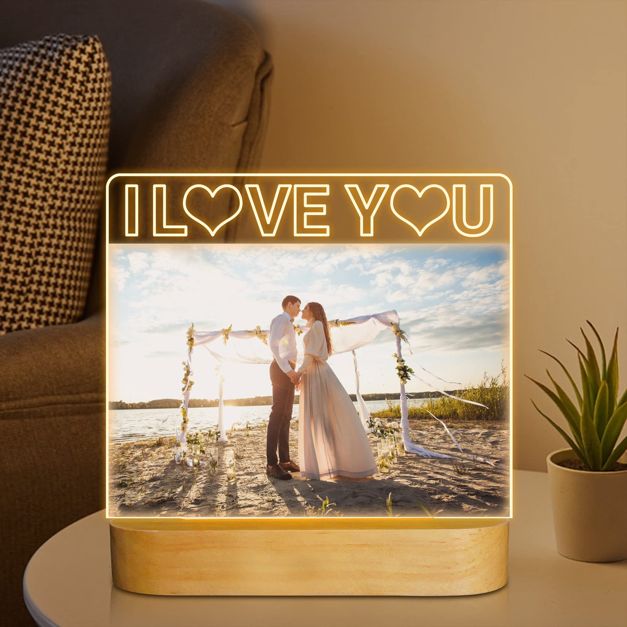 Light Up Picture Frame, I Love You 4X6 Inches Acrylic Photo Frame With Night Light Desktop Decor Best Gifts For Lover Couple Wife Girl Friends Valentine'S Day Anniversary Birthday Wedding Present