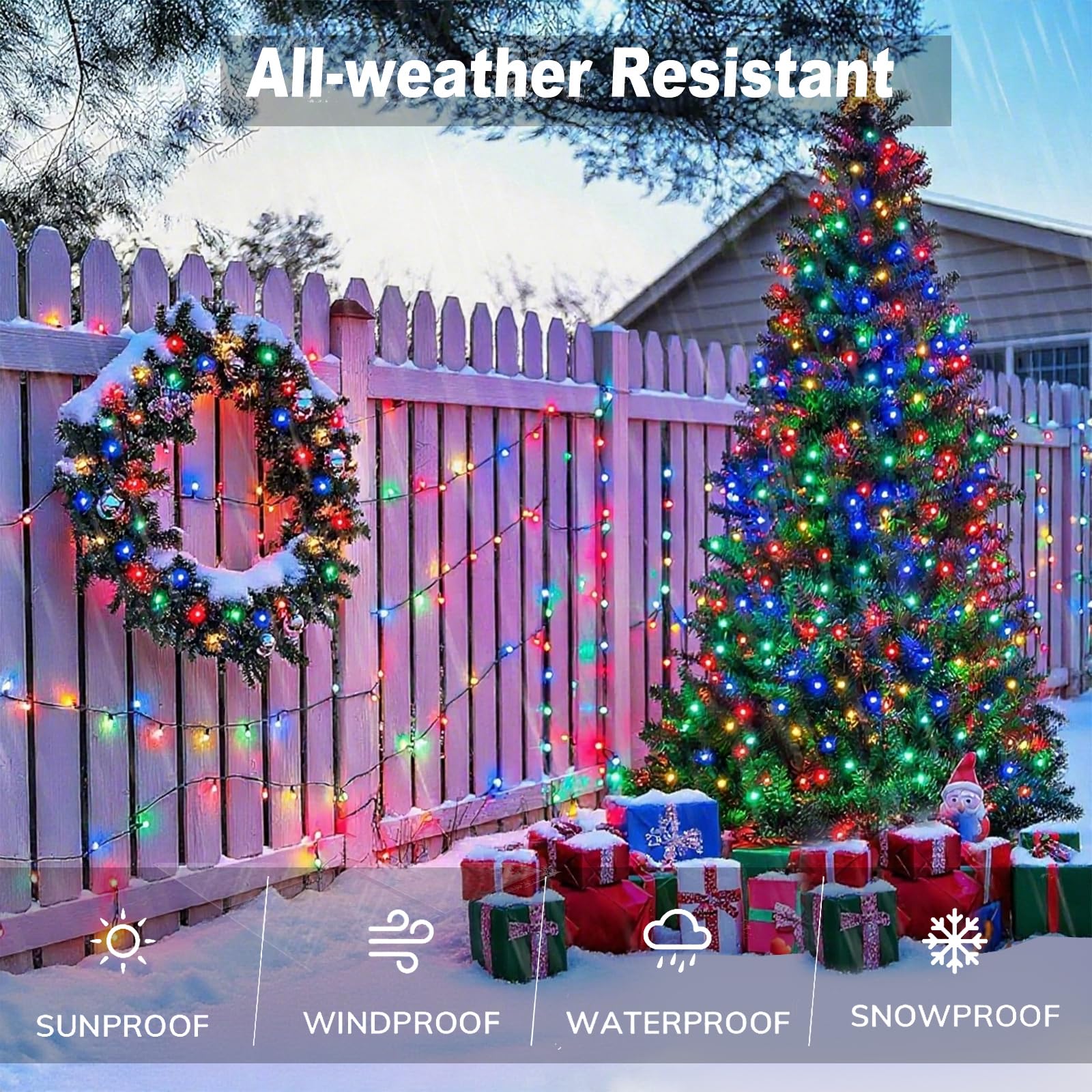 Upgraded 4 Pack 160Ft 400 Led Solar Christmas Lights Outdoor Solar String Lights With 8 Lighting Modes Waterproof Solar Fairy Lights For Garden Yard Patio Christmas Tree Decoration (Multicolor)
