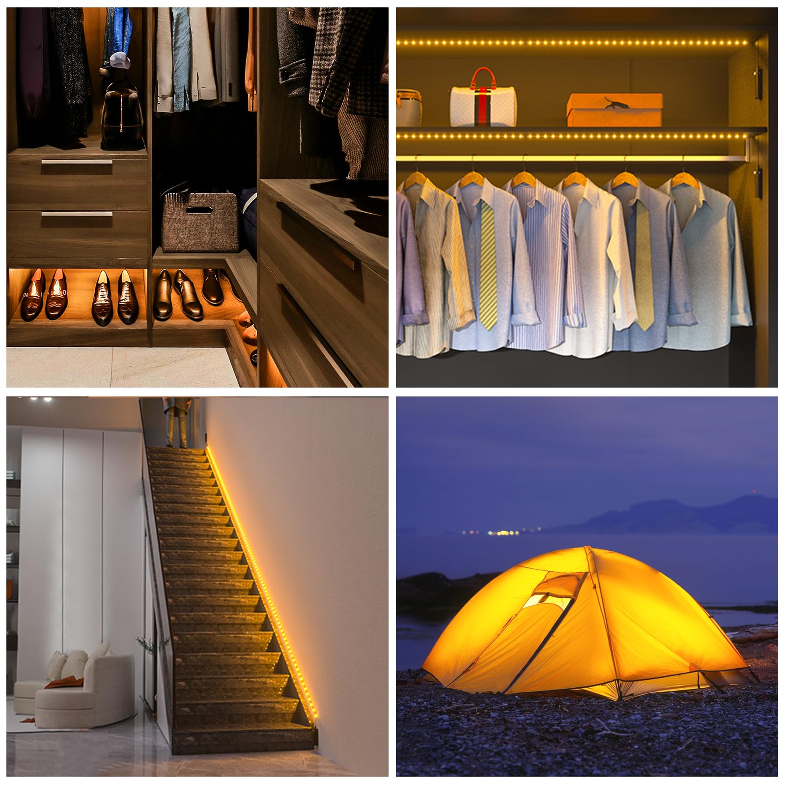 Wobane Led Motion Sensor Strip Light, 2 Pack, 6.56Ft, Warm White (2700K), Black, Battery Operated, Ideal For Closet And Cabinet Lighting