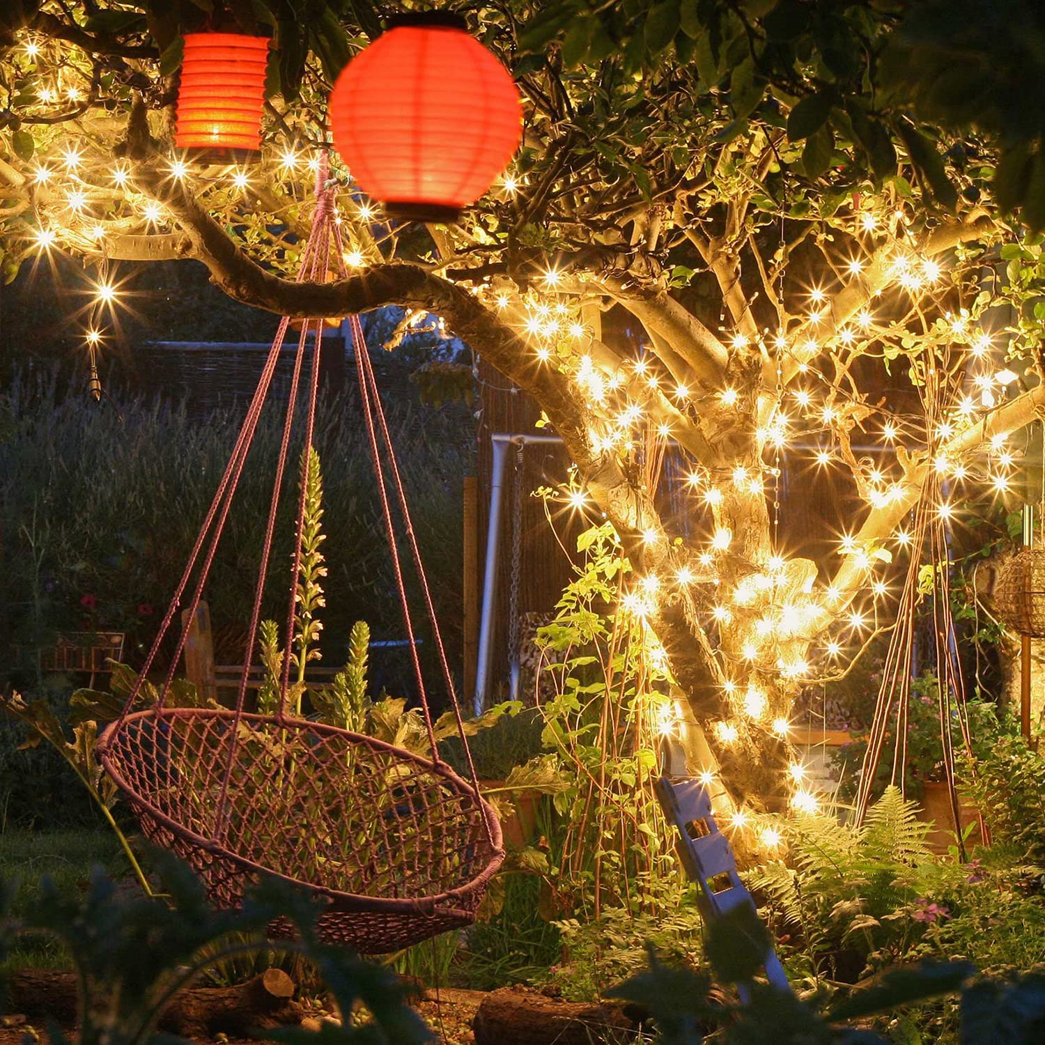iShabao Solar Fairy String Lights, 33ft, 100 LED, Warm White, Waterproof, 8 Modes, Outdoor Decor for Garden, Patio, Party, Wedding