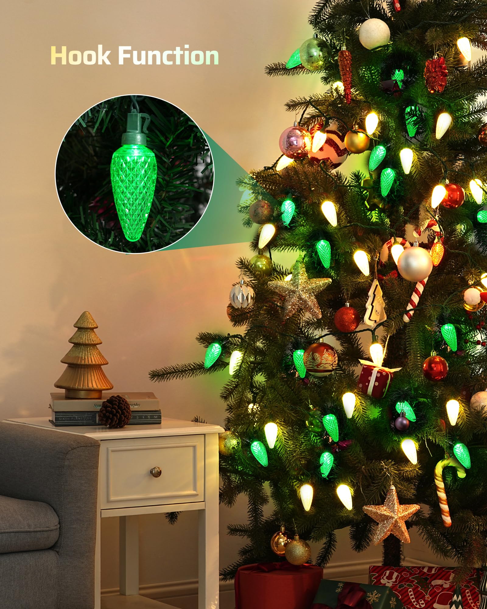 Dewenwils C9 Led Christmas Lights Outdoor, 33.3Ft 50Led Christmas String Lights, Outdoor Decorations For Christmas Tree, Patio,