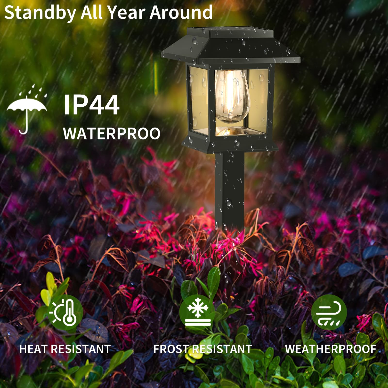 Greluna Solar Pathway Lights, 6 Pack, Waterproof, Warm White, Model DCGD003