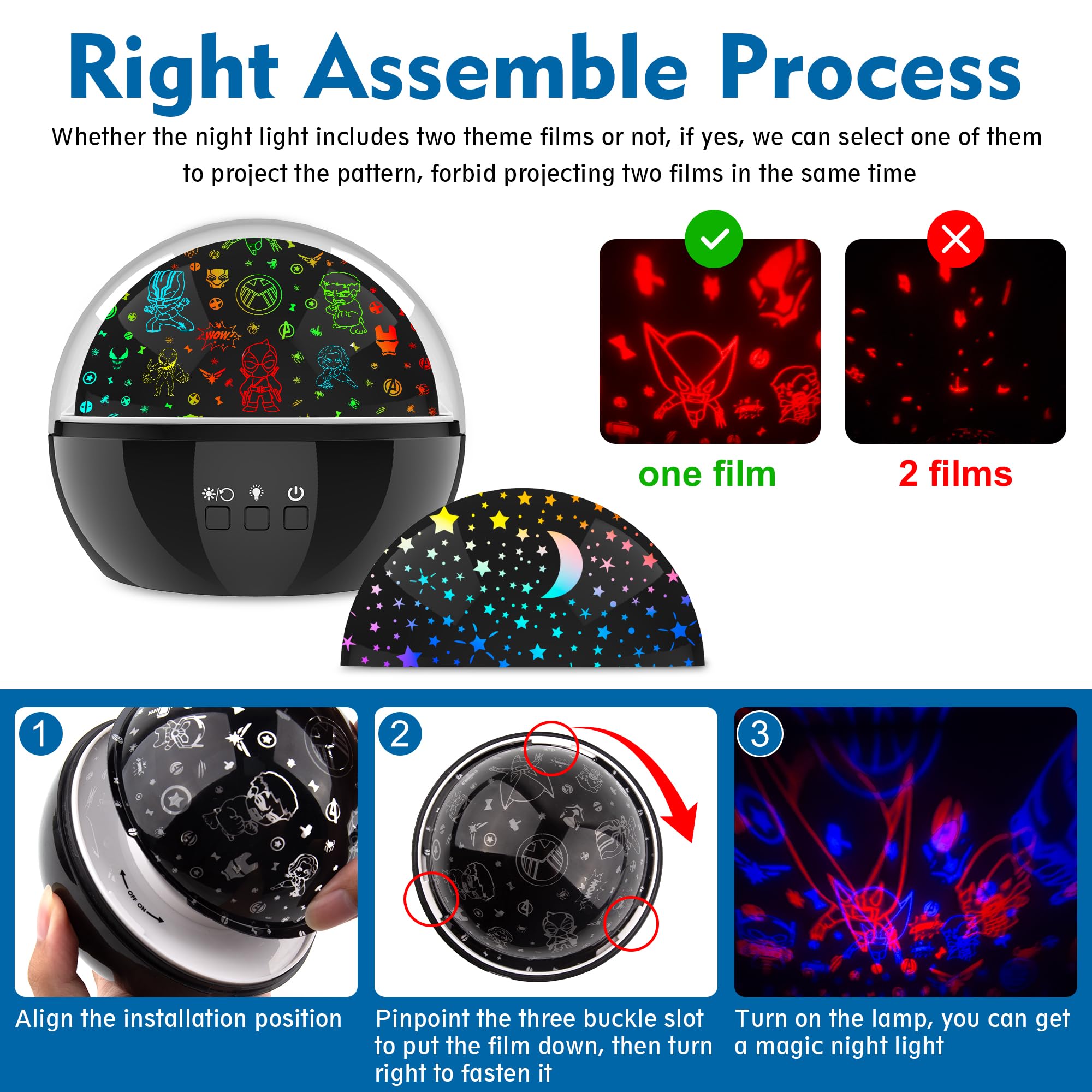 Hulk Night Light for Boys Baby Superhero Toy Kids Star Projector for Baby Room Decor 360 Degree Rotation Christmas Birthday Gift