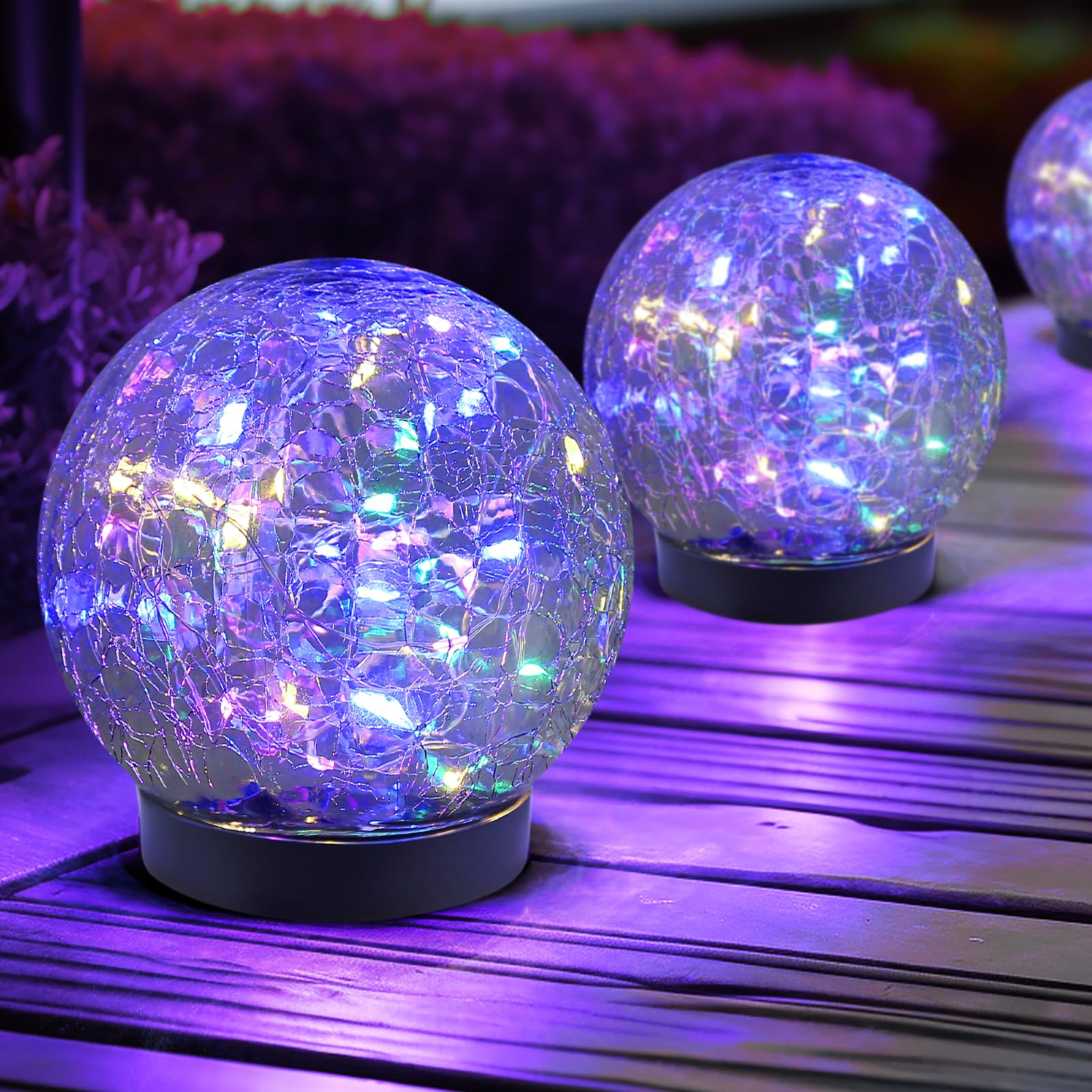 JKIMK Solar Globe Lights - Waterproof  ed Glass Balls for Outdoor Decor - 2 Globes - Multicolor - Model GUO-XBQ-4-4-4