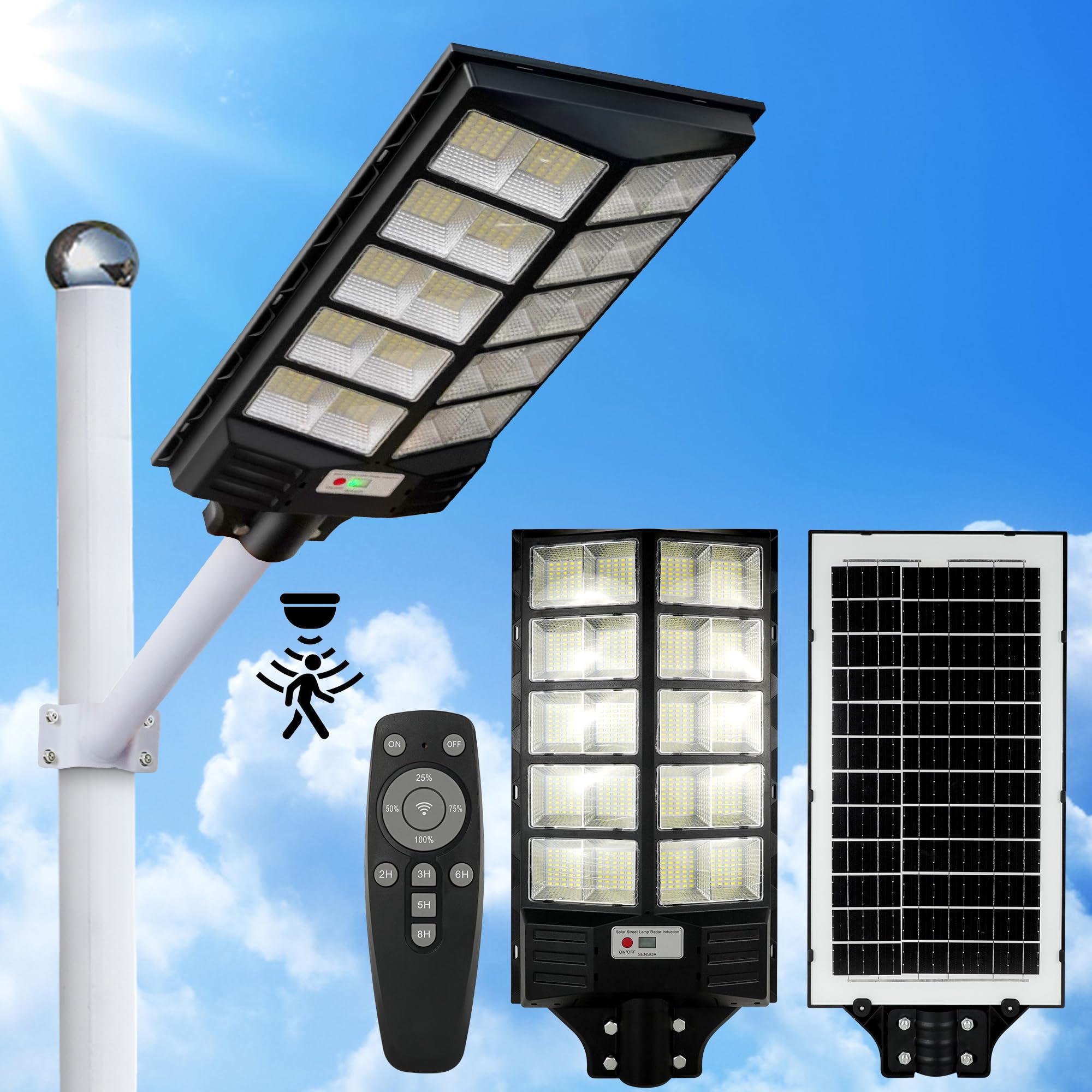 Rytabee 2400W Solar Street Light - Ip66 Waterproof, Motion Sensor & Remote Control For Outdoor Use