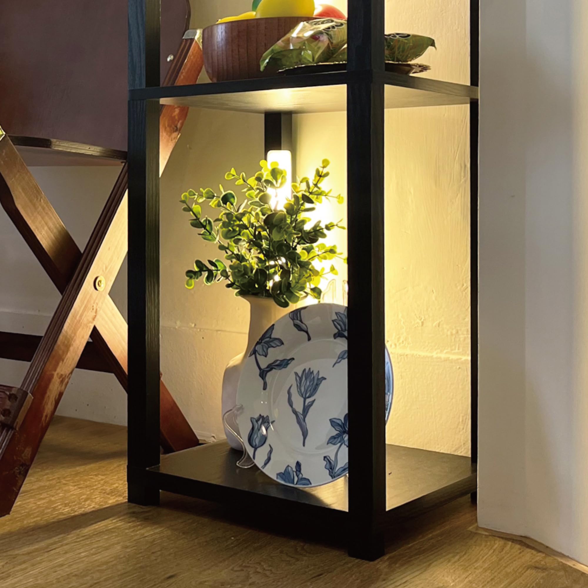 FENLO LED Floor Lamp with Adjustable Brightness, Full Color Control, Engineered Wood, Black, Model FEN-101, Fancy Design