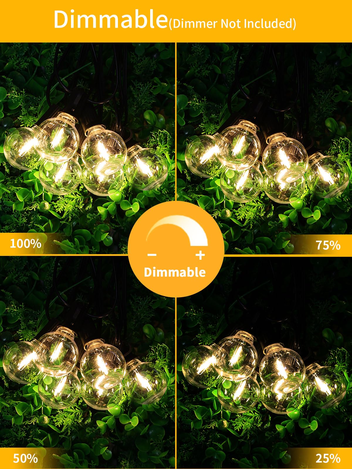 Yuusei 150Ft Outdoor String Lights With 77 Shatterproof Bulbs - G40 Globe Patio Lights, Black