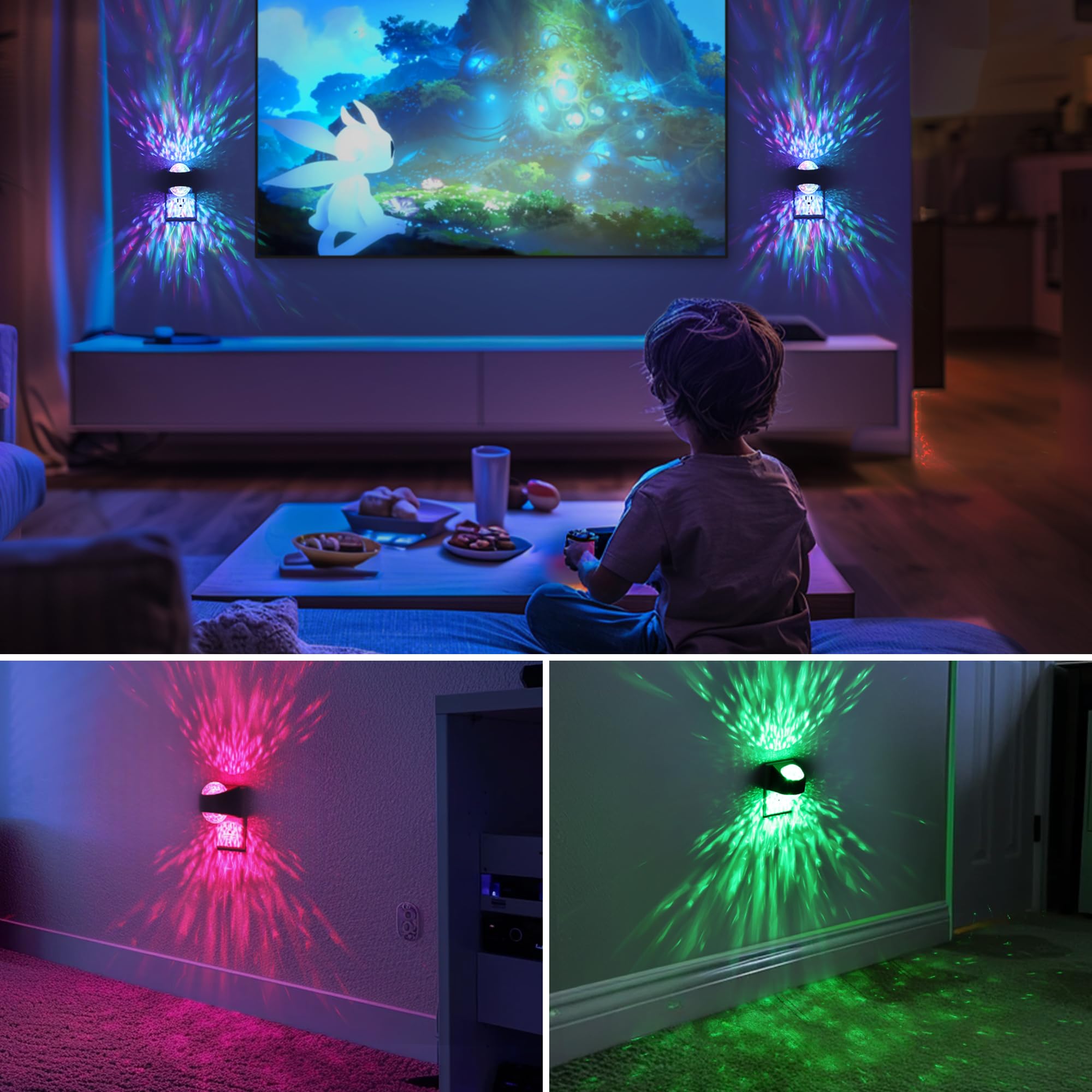 Briignite Night Light Projector for Kids - RGB Star Projector with Dusk to Dawn Sensor, Model BRGY20709US, Ideal for Bedroom and Gaming Room Decor
