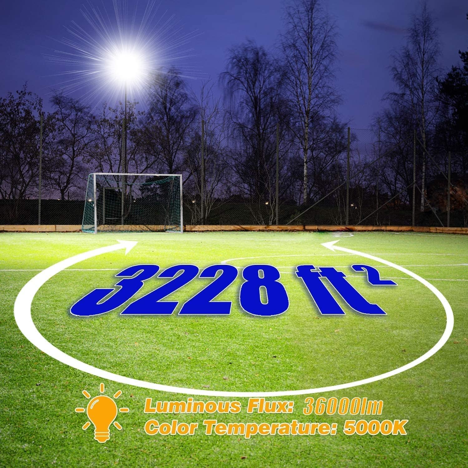 Juyace 240W LED Flood Light, Dusk to Dawn, 5000K, IP65, Aluminum, Black, Model KU203-P for Outdoor Lighting