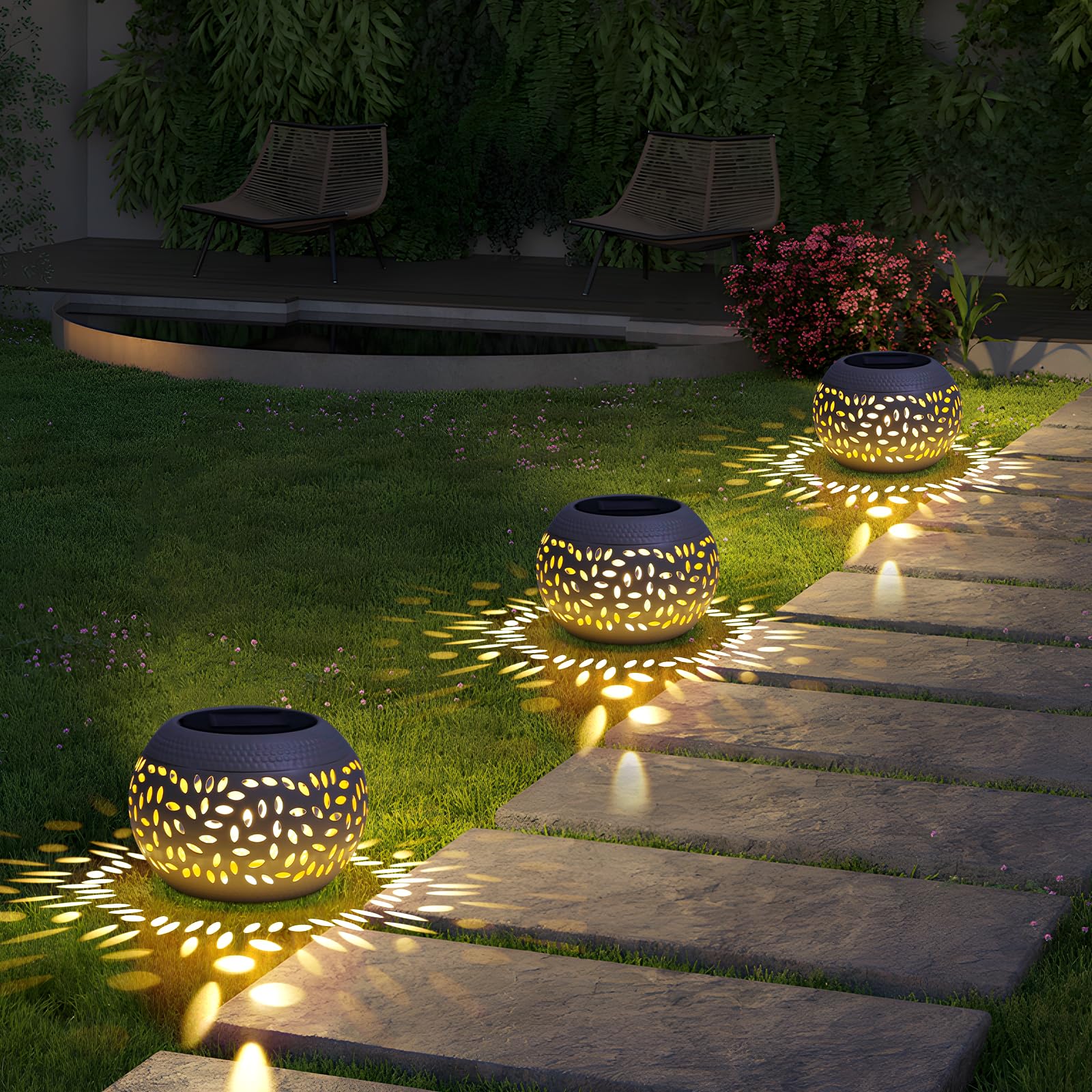 Solar Lanterns Waterproof Outdoor Decor,2 Pack White Hollow Out Metal Solar Lights - Unique Gifts For Women Mom Wife - Outside G