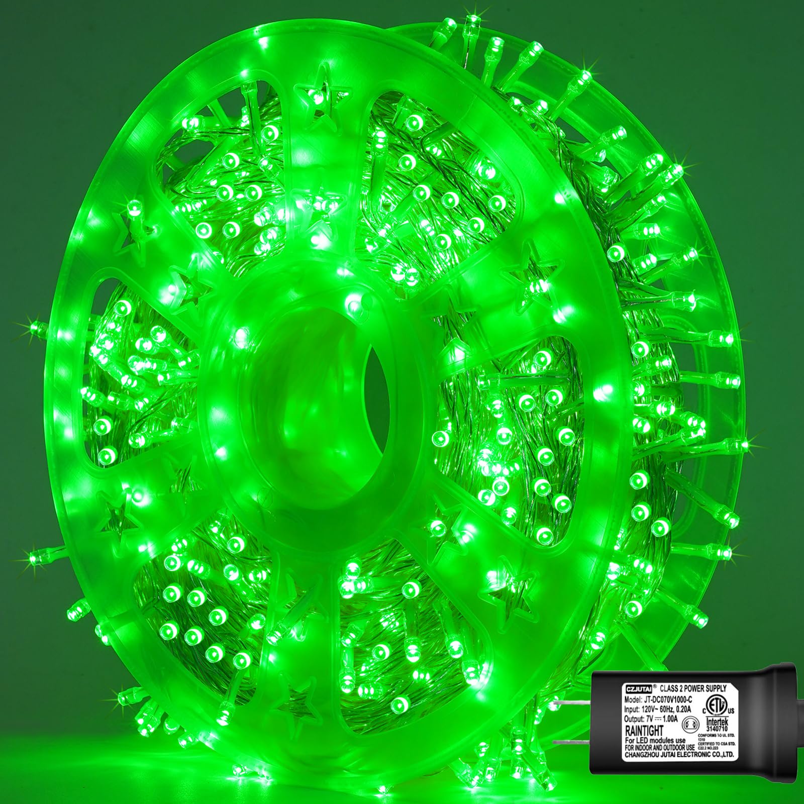 YEGUO 165ft 500 LED Green Christmas Lights Outdoor Waterproof, Clear Wire String Lights Indoor, 8 Modes Twinkle Tree Lights Plug