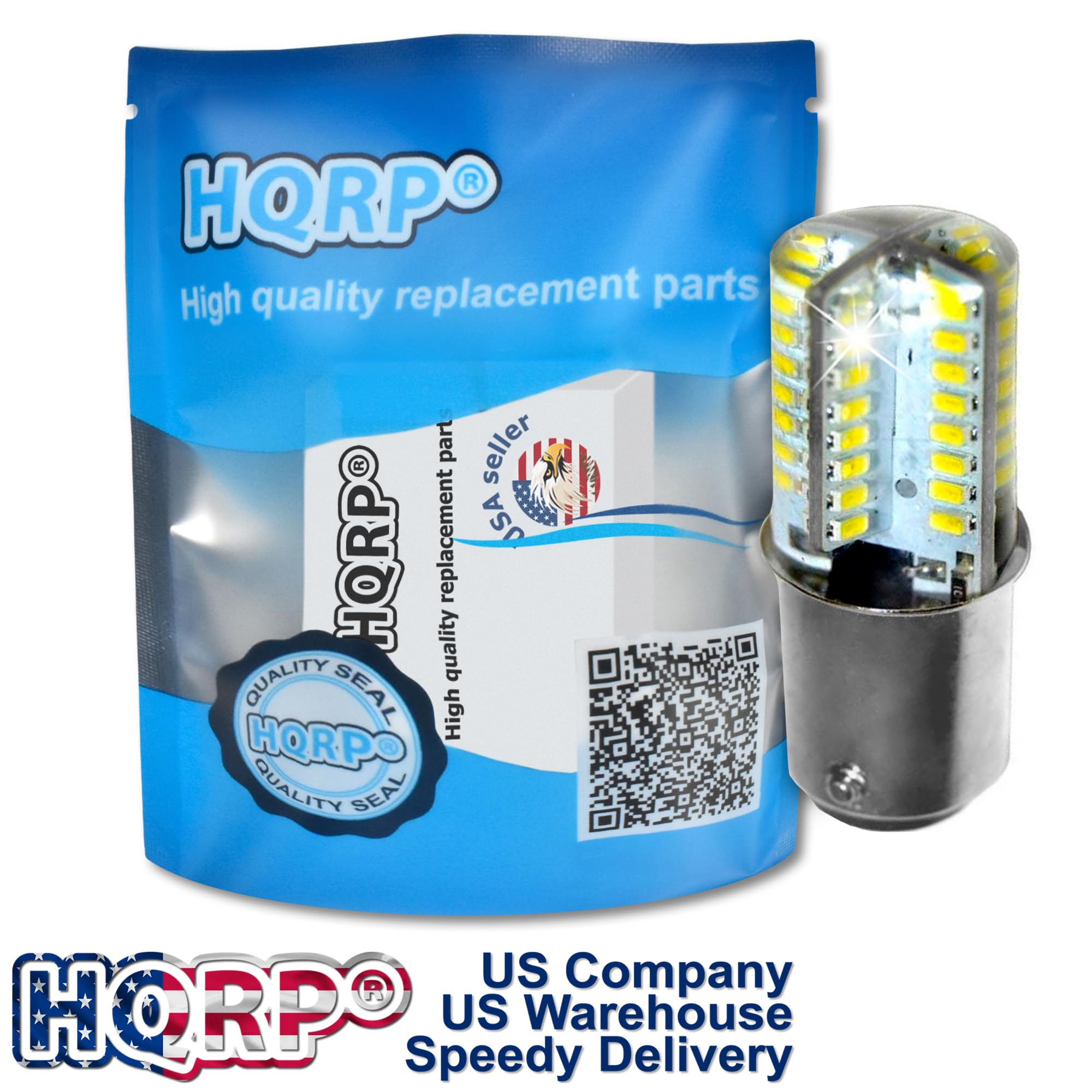Hqrp 2-Pack 120V Led Light Bulbs Cool White Compatible With Singer 201, 221, 222, 247, 301, 337, 347, 401, 403, 404 Sewing Machi