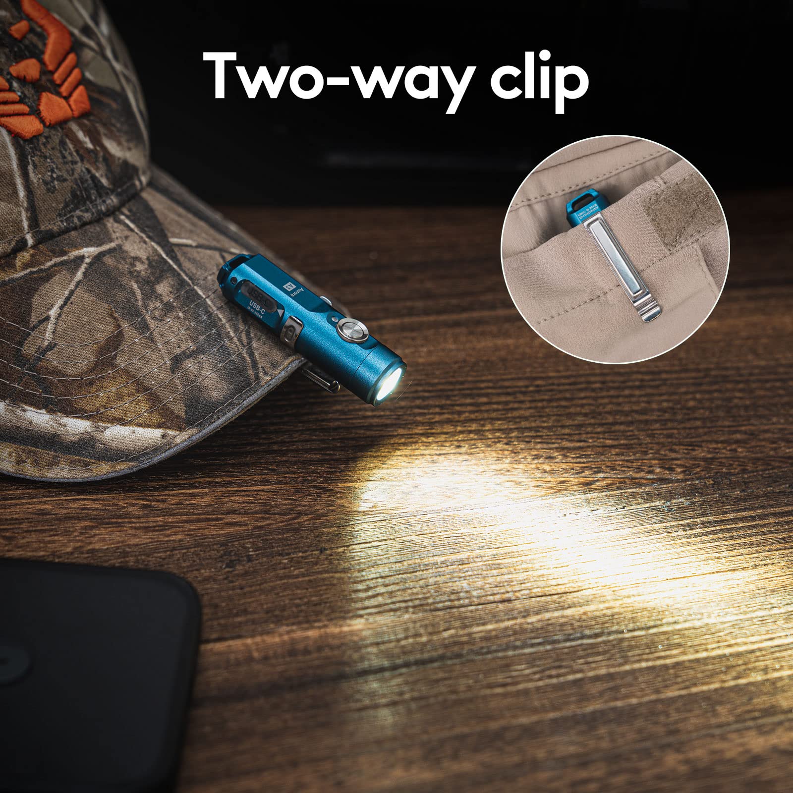 RovyVon A3 Gen 4 Keychain Flashlight, 650 Lumens, USB C Rechargeable, G4-Blue, Lightweight, Water-Resistant, EDC for Camping & Emerg