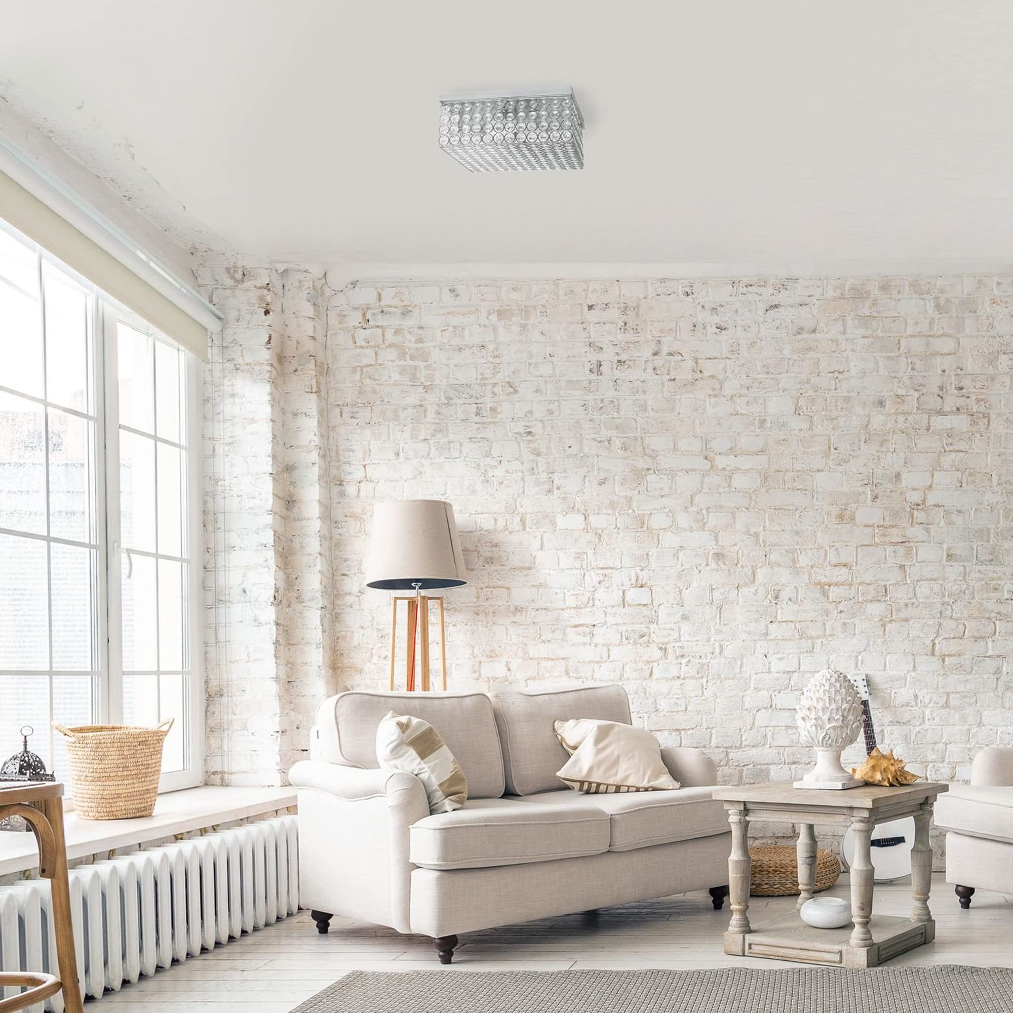 Lalia Home Flush Mount Light, 2 Light, 12 Inch Square, Chrome, Metal, Model LHM-2004-CH