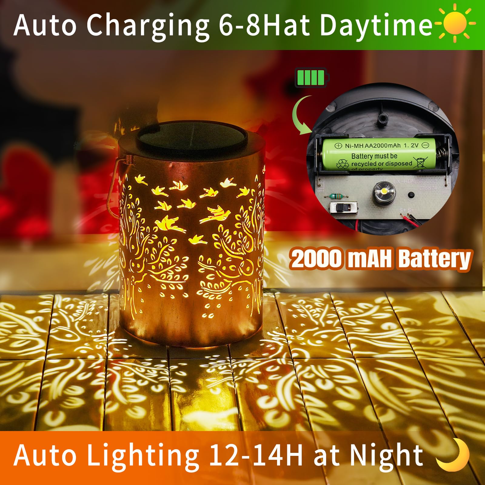 Upgraded 13.4'' Large Solar Lanterns Outdoor With Long-Lasting 2000Mah Battery - Thoughtful Gift For Women Mom Grandma - Waterpr