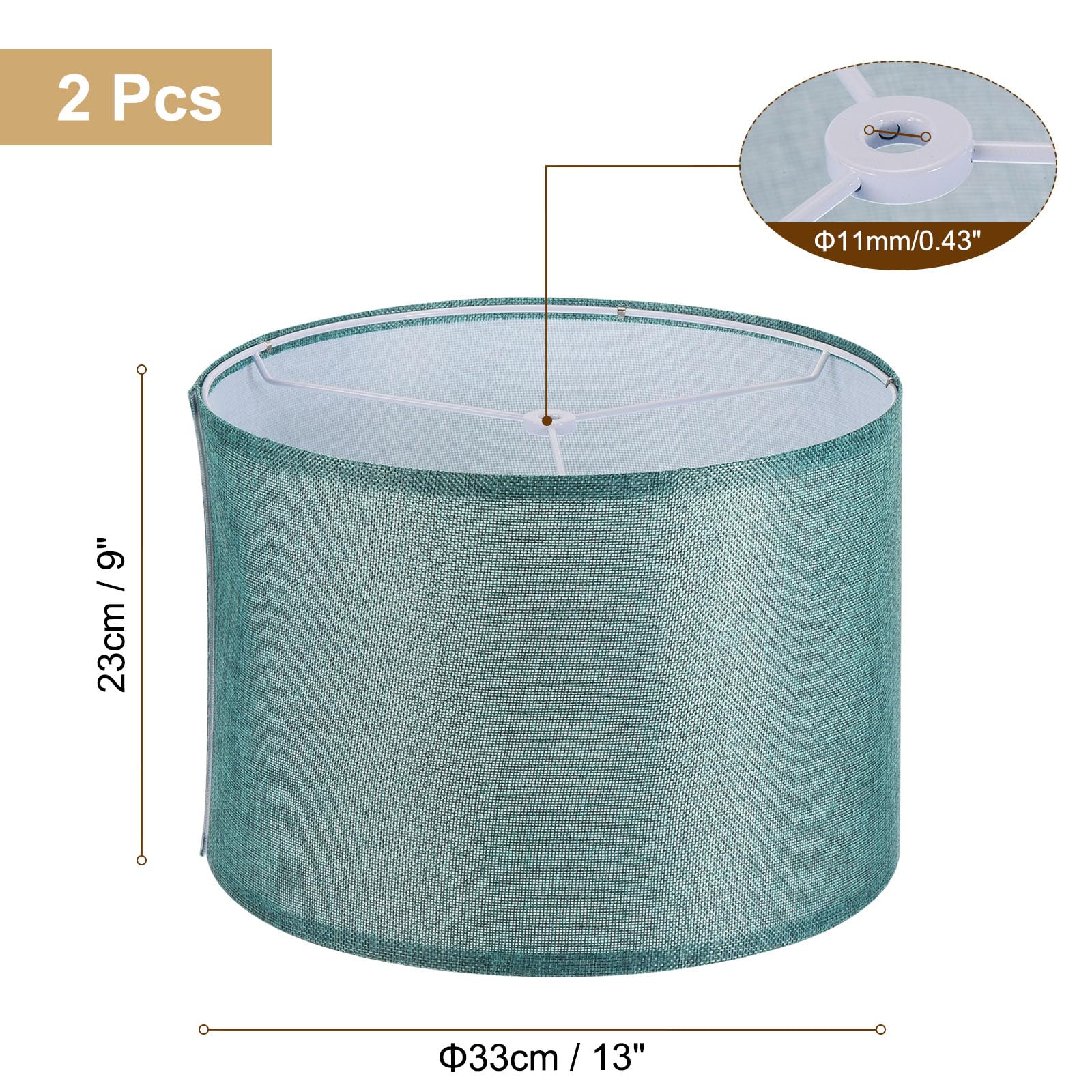 Patikil Drum Lamp Shades Set Of 2, 13"X13"X9" Linen Round Lamp Shade For Table Lamps Easy Assembly Lampshade For Table Lamps Floor Lamps Bedside, Blue