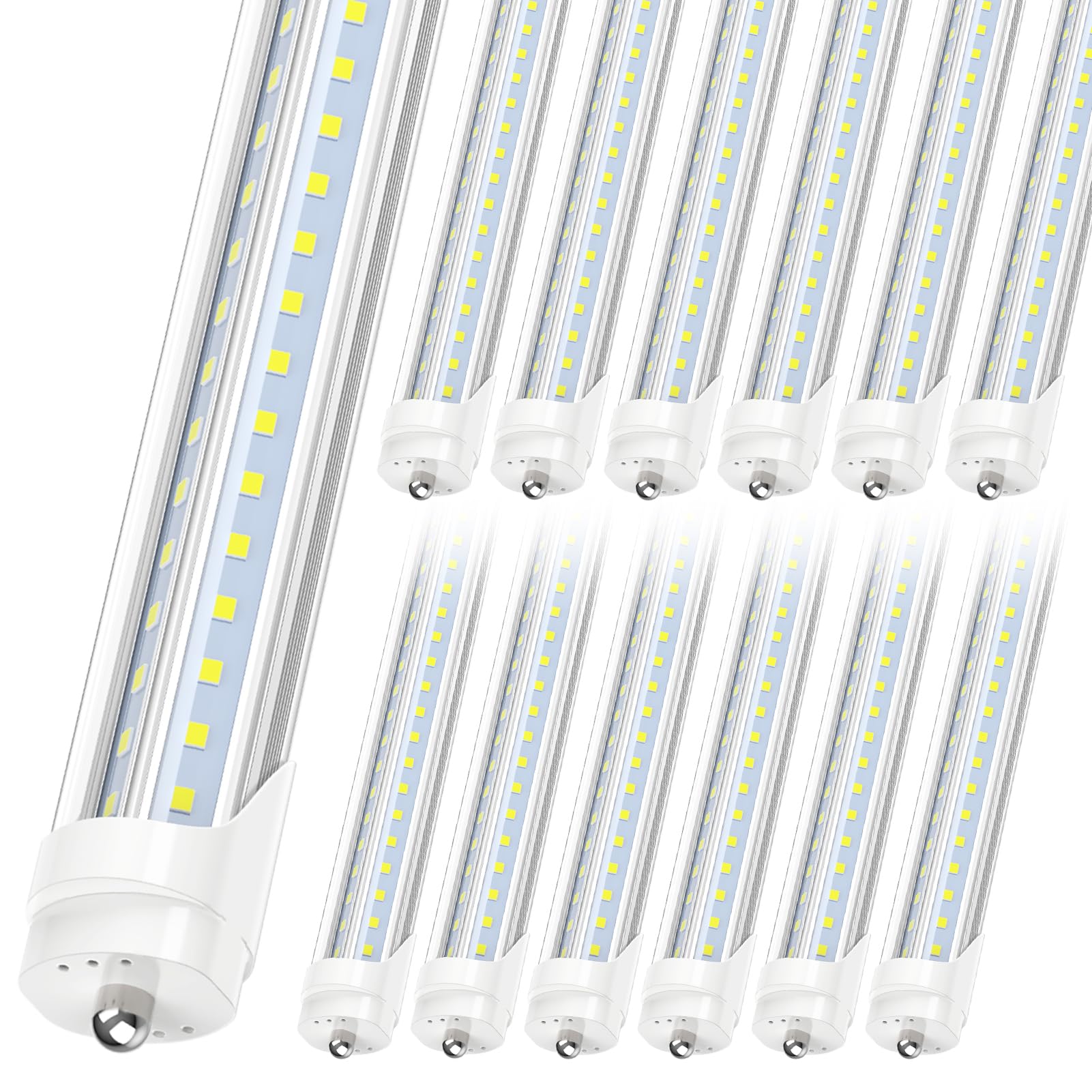 Jesled T8/T10/T12 8Ft Led Tube Light, Single Pin Fa8 Base, 50W 6000Lm 6000K Cool White, Super Bright, 270 Degree V Shaped Led Fl