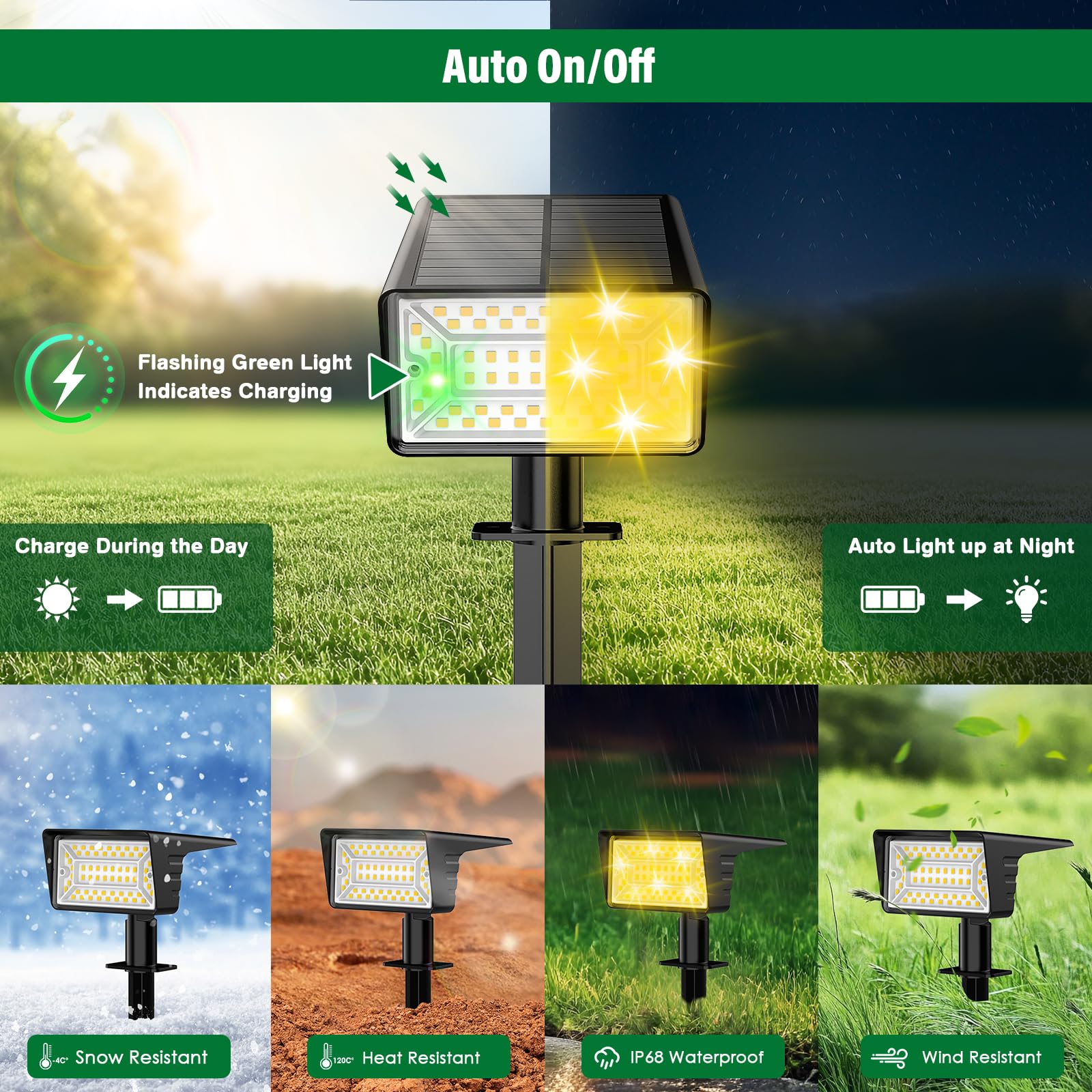 Lamkeep Solar Spot Lights Outdoor With 60 Led & Auto On/Off  4 Pack Solar Lights Outdoor Waterproof Ip68 With 3 Lighting Modes  2-In-1 Solars Landscape Light For Outside  Garden  Yard(Warm White)