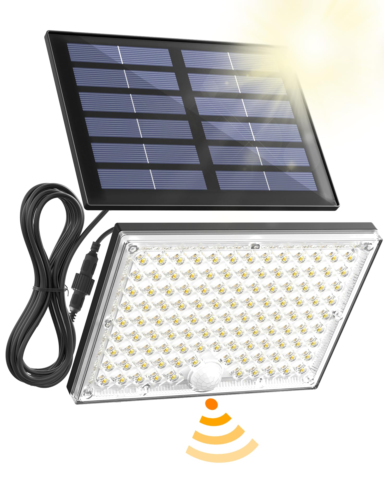 SUPERDANNY Solar Motion Sensor Outdoor Flood Lights with 113 Bright LEDs, Dusk to Dawn Outside Flood Lights with 16ft Cable IP65