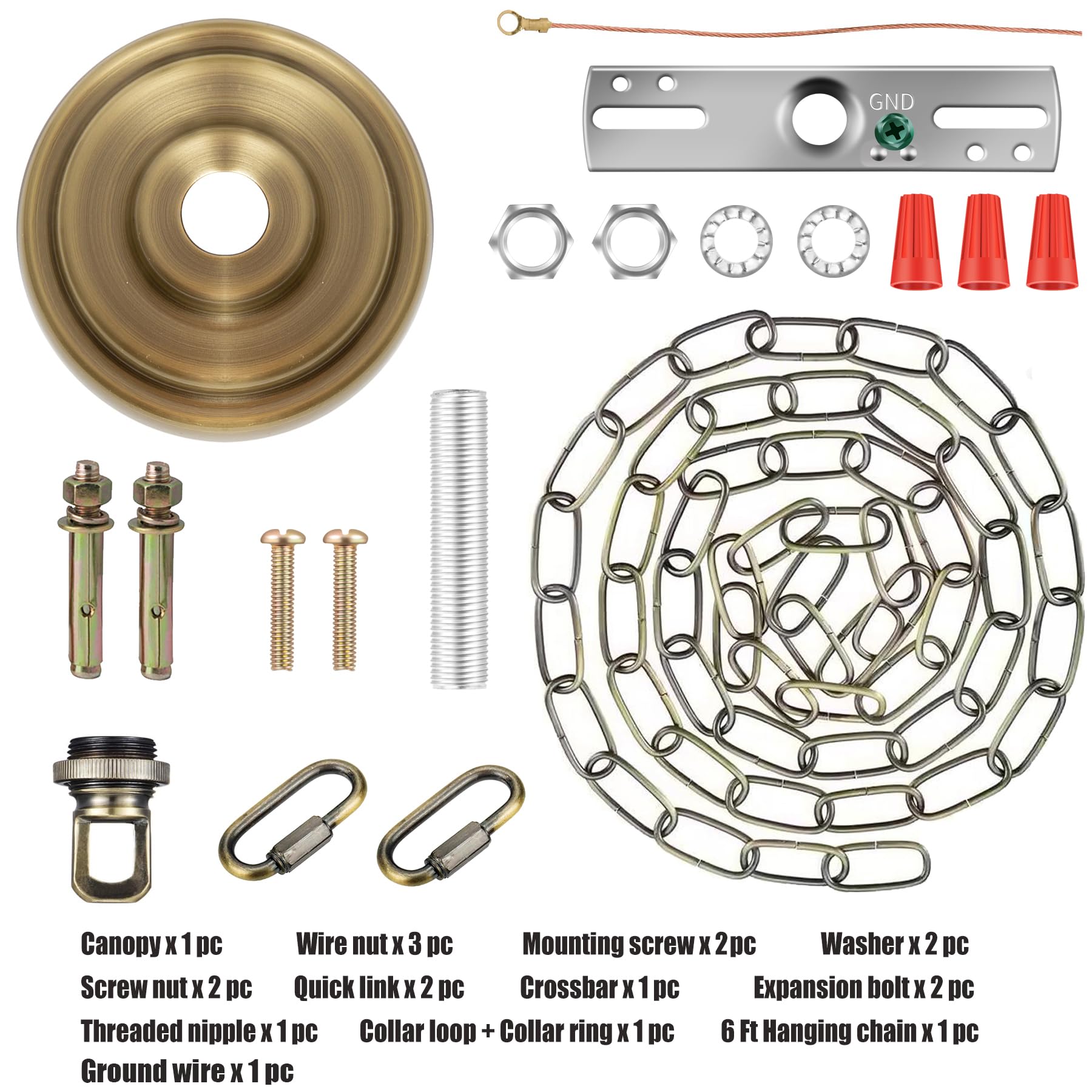 Mayomajo 6 Inch Light Canopy Kit With 6 Feet Hanging Chain, Heavy Duty, Replacement Cover Plate For Chandelier, Pendant Light, S