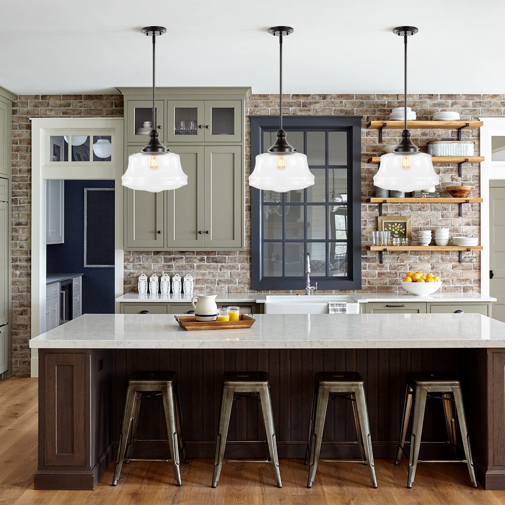 JONATHAN Y JYL7585A 14in 1-Light Pendant, Bohemian Farmhouse, Iron/Glass, Oil Rubbed Bronze/Clear