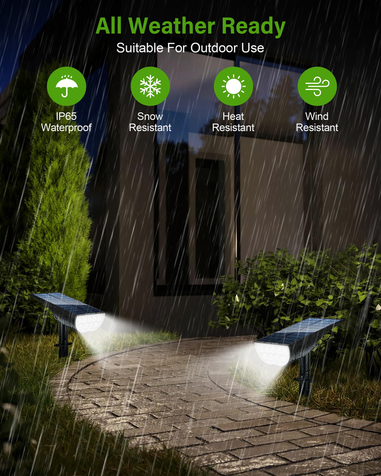 Zookki Solar Spot Lights Outdoor, Waterproof Ip65, 3 Brightness Modes, Cool White, 4 Pack