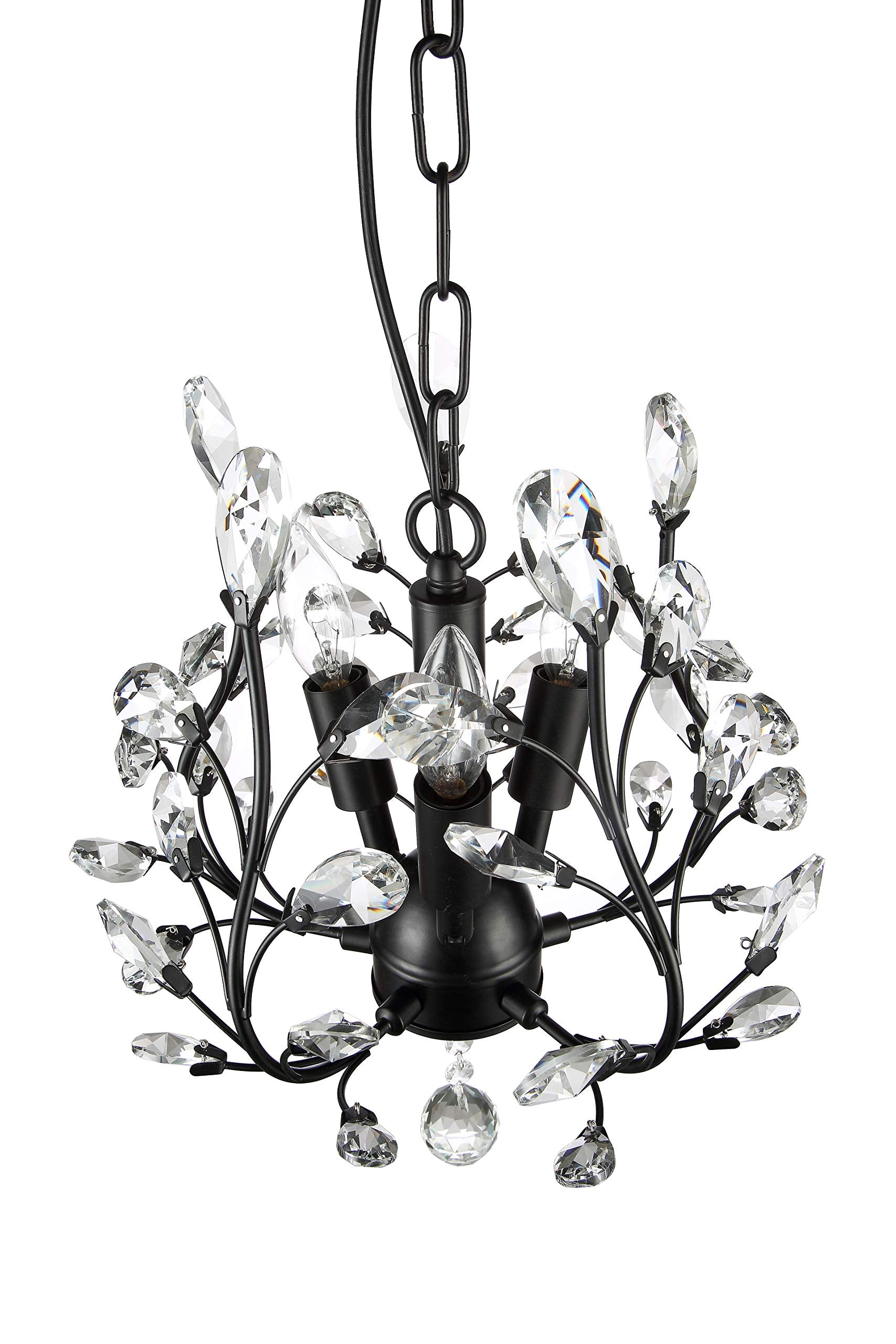 Seol-Light Vintage Crystal Branch Black Chandeliers Ceiling Light Hanging Pendant Fixture For Closet,Entryway,Living Room,3 Ligh